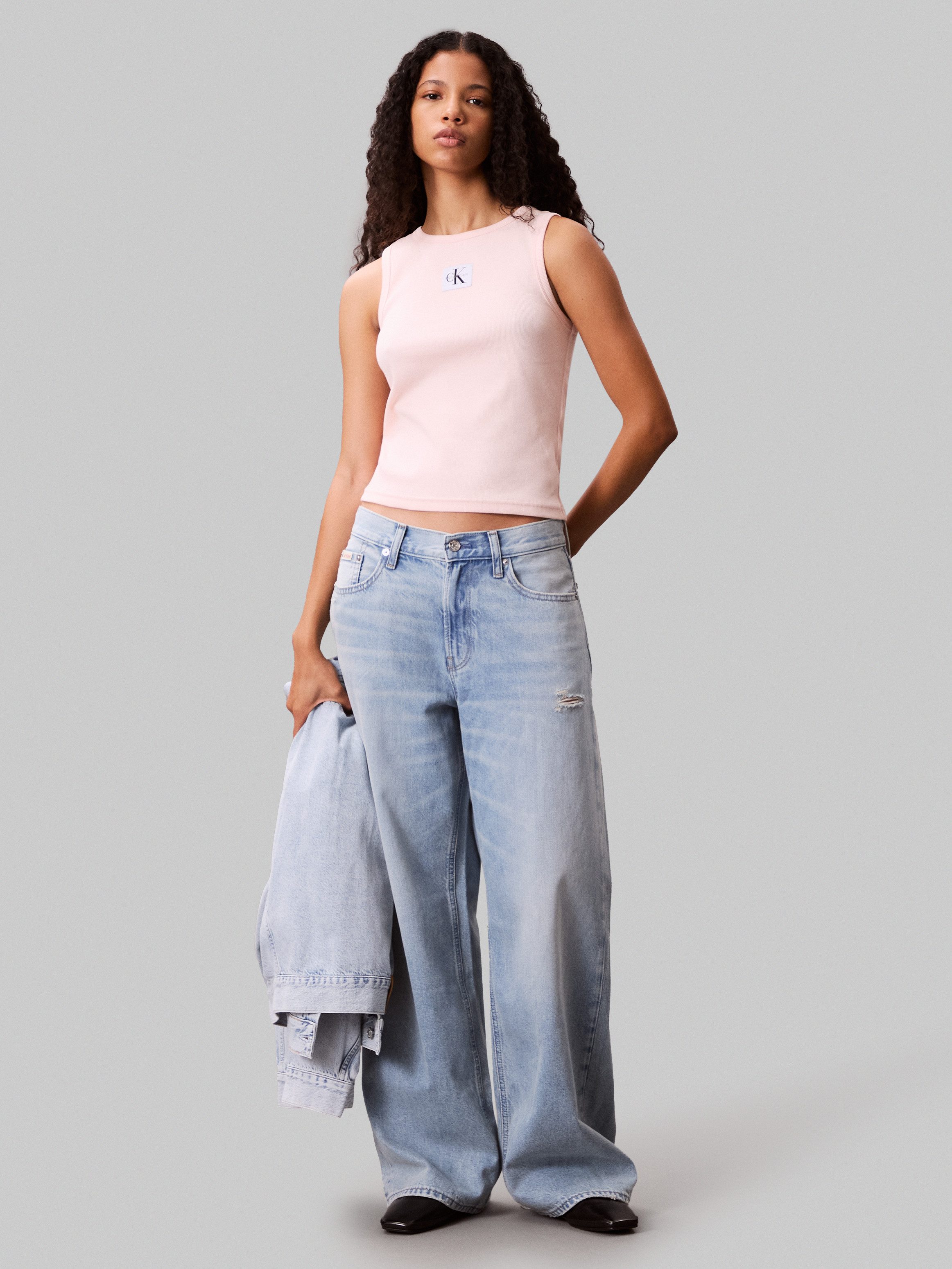 Calvin Klein Jeans Tanktop A - WVN LBL 2X2 CTTN Mit Rundhalsausschnitt