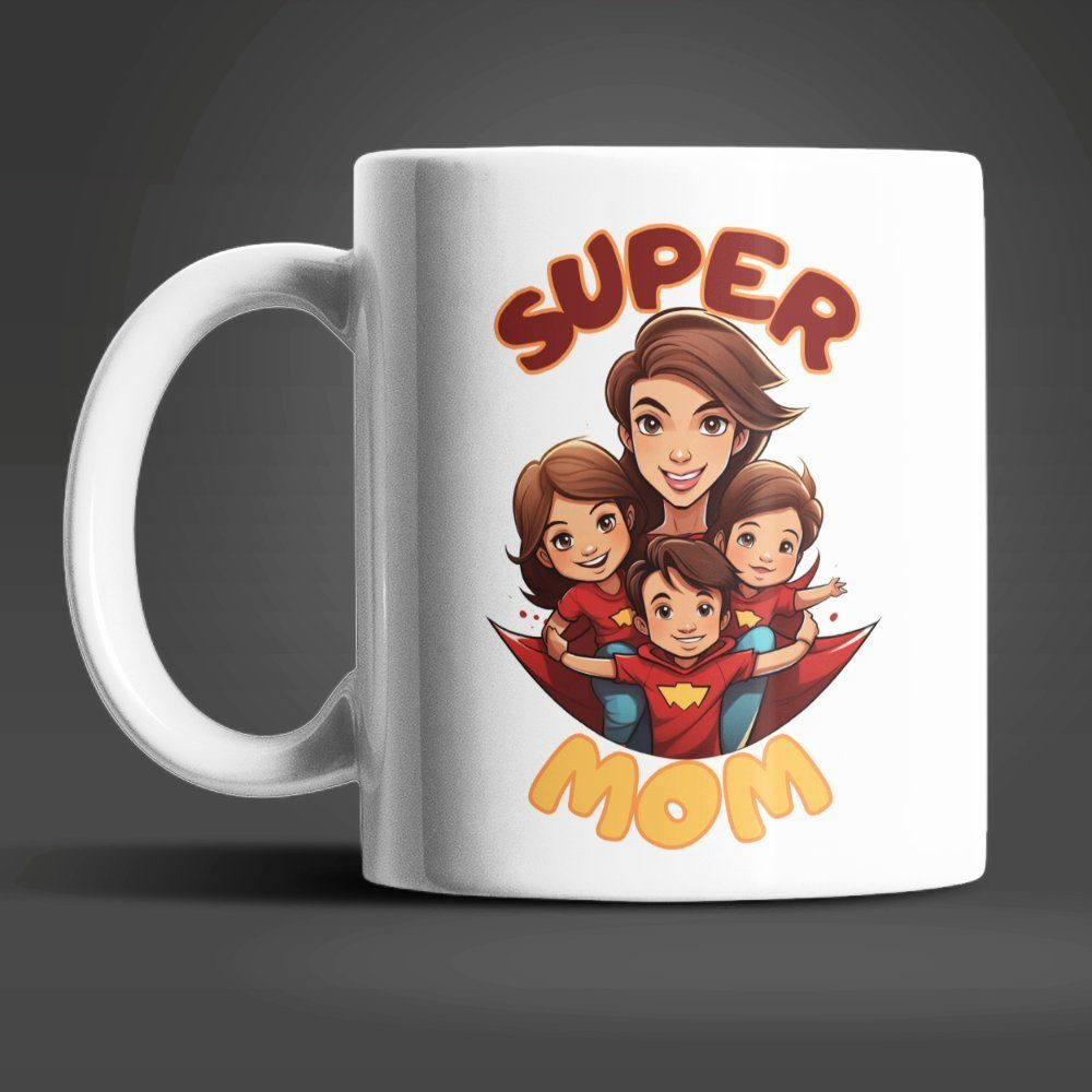 WS-Trend Tasse Super MOM Kaffeetasse Teetasse Geschenkidee Geschenk, Keramik