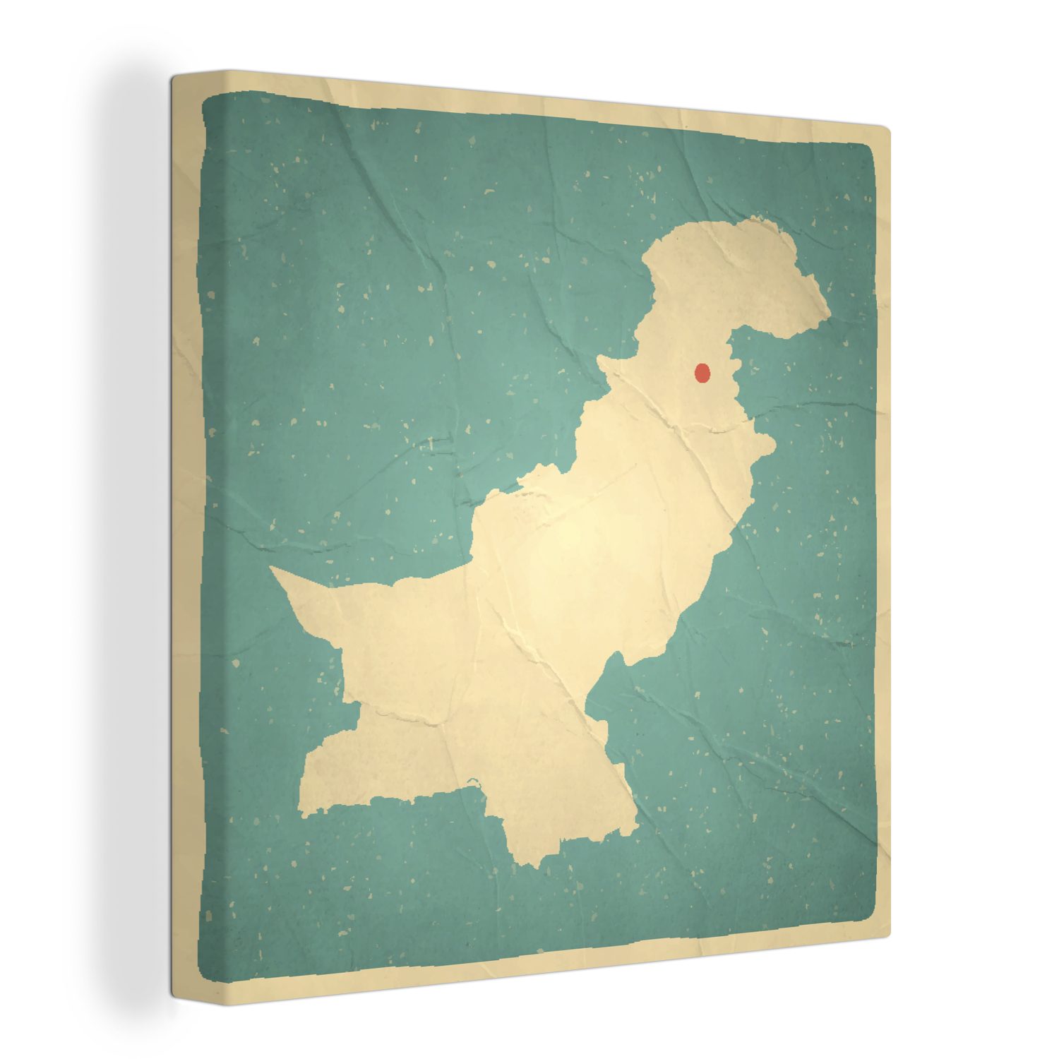 OneMillionCanvasses® Leinwandbild Illustration einer Karte von Pakistan im Retrostil, (1 St), Leinwand Bilder für Wohnzimmer Schlafzimmer