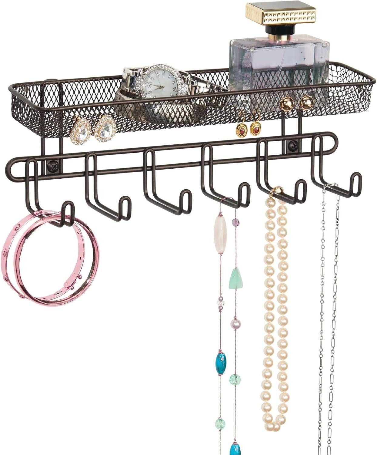 mDesign Aufbewahrungssystem Schmuckaufbewahrung Wand bronze Schmuckhalter Organizer Haken Fächer