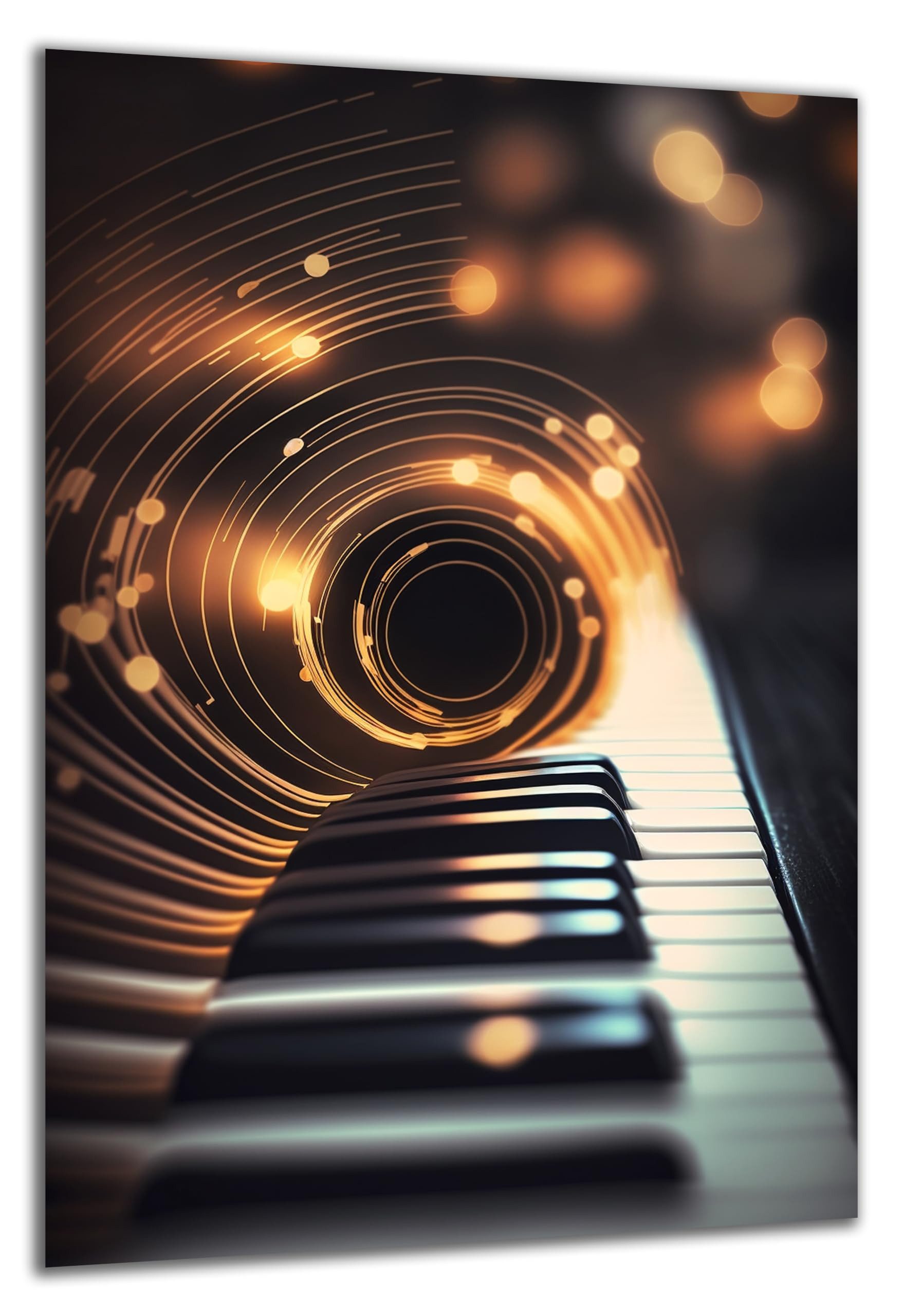 DARO Design Wandbild Musik Wandbilder Wand Deko Bilder Geschenk Modern Leinwandbild, (Musik Kavier-Tasten - Bild klein Wohnzimmer Büro Arbeitszimmer Flur Jugendzimmer Einteilig Hochformat Fotodruck Musik), 30x20 cm
