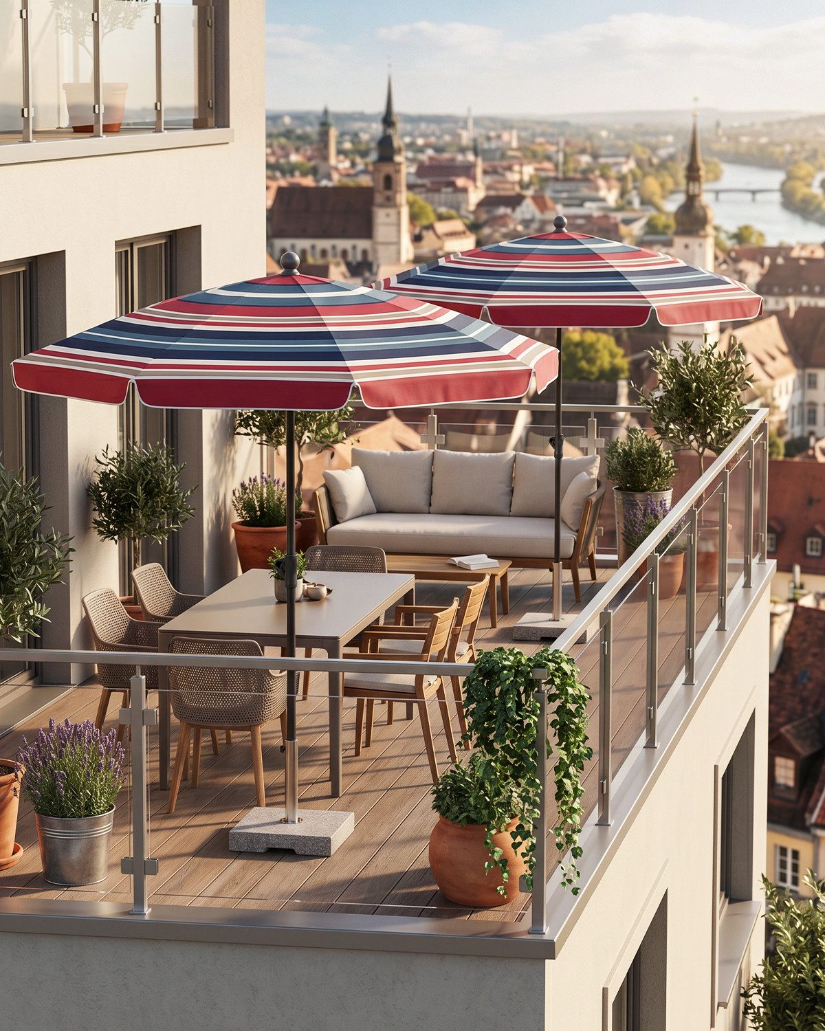 SUNULA Sonnenschirm 180 cm Balkon Balkonschirm mit Schutzhülle Gartenschirm mit Knickbar, Gartenschirm Höhenverstellbarem, UPF 50+ UV-Schutz