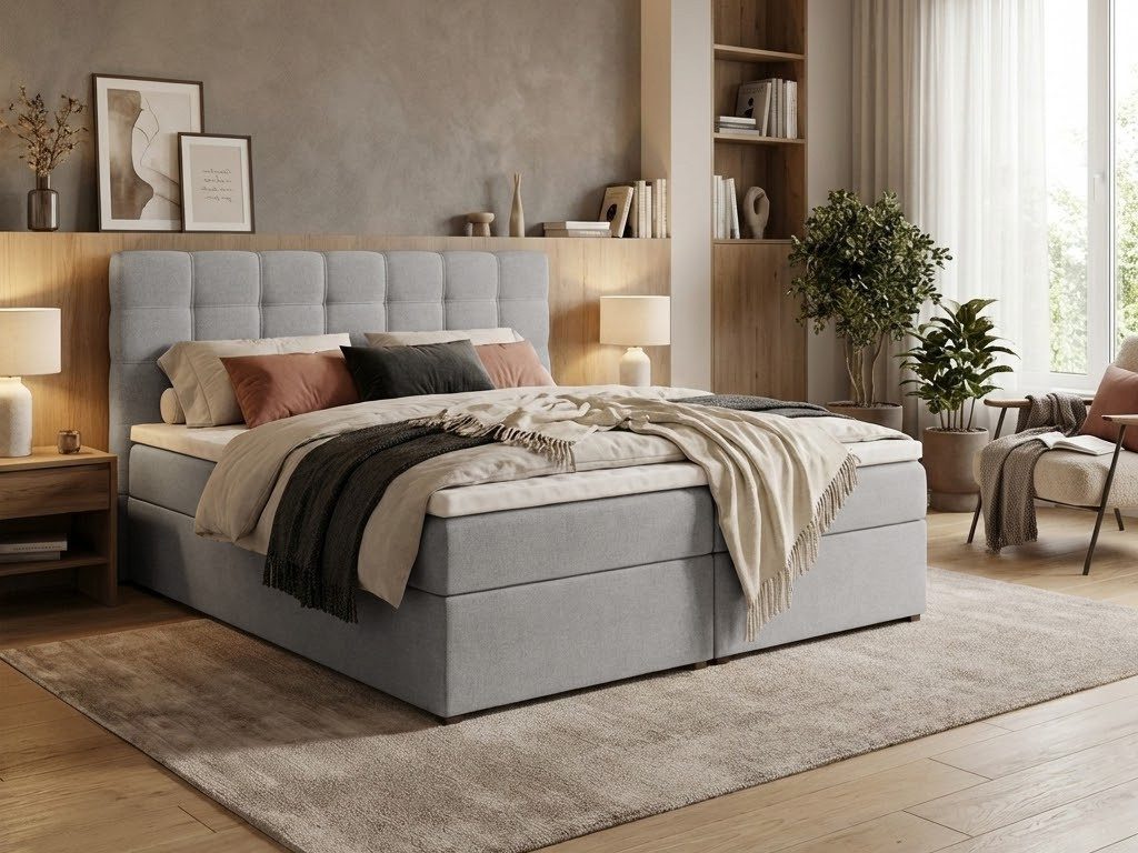 Beautysofa Boxspringbett TOPIQ mit Bettkasten (Bett für Schlafzimmer), mit 2x Bettkästen, Federkernmatratze