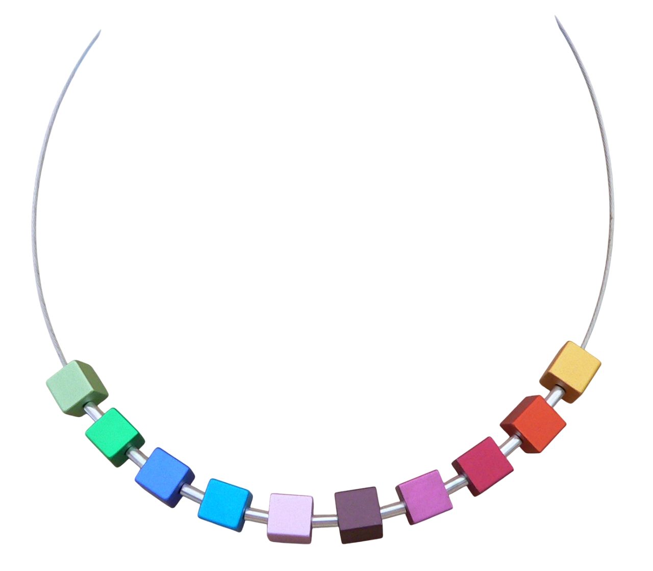 traumschmuck Halsreif 299x Halsreif Würfel Cube Aluminium rot blau grün bunt mehrfarbig (Geschenk, Muttertag, Weihnachten, Geburtstag, Valentinstag, inkl Schmuckbox), made in Germany
