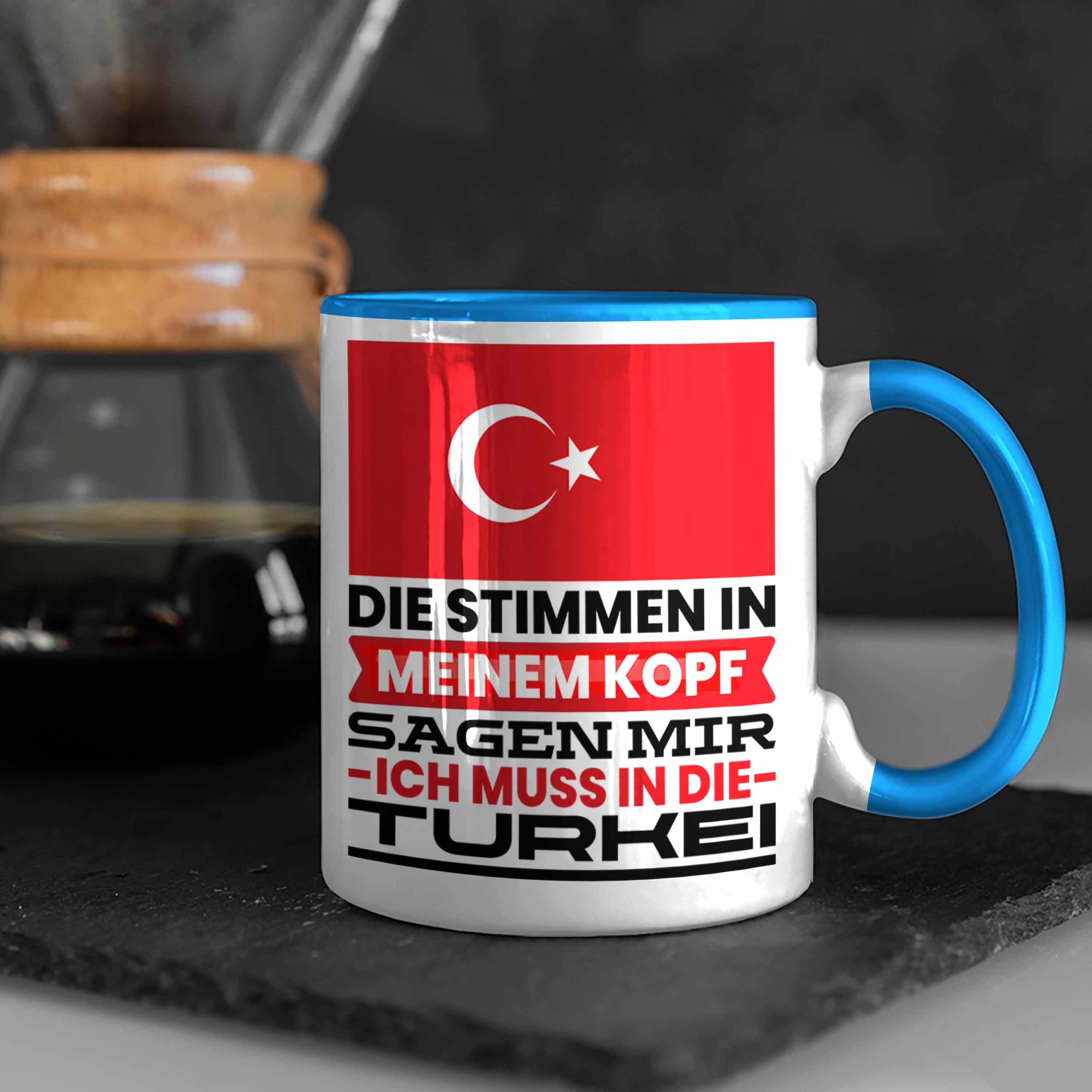 Trendation Tasse Geschenkidee Geschenk Geburtstag für Tasse Urlaub Türkei Mu Blau Ich Türken