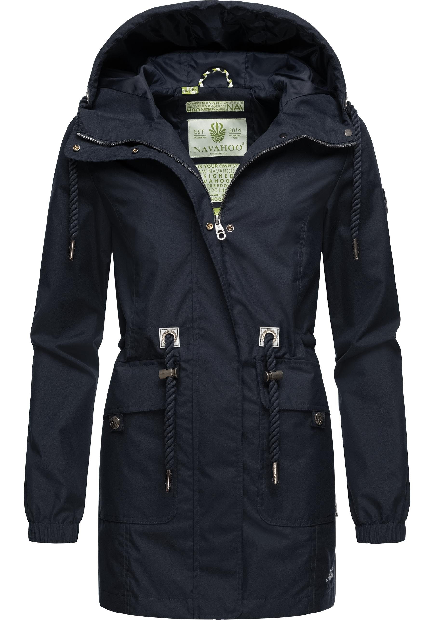 Navahoo Outdoorjacke Neophee blau aus recycelten Damen Übergangs Materialien Parka