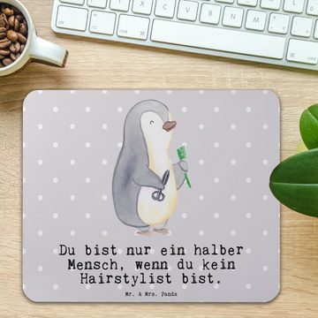 Mr. & Mrs. Panda Mauspad Hairstylist Herz - Grau Pastell - Geschenk, Danke, Färben, Barbier, C (1-St), Made in Germany
