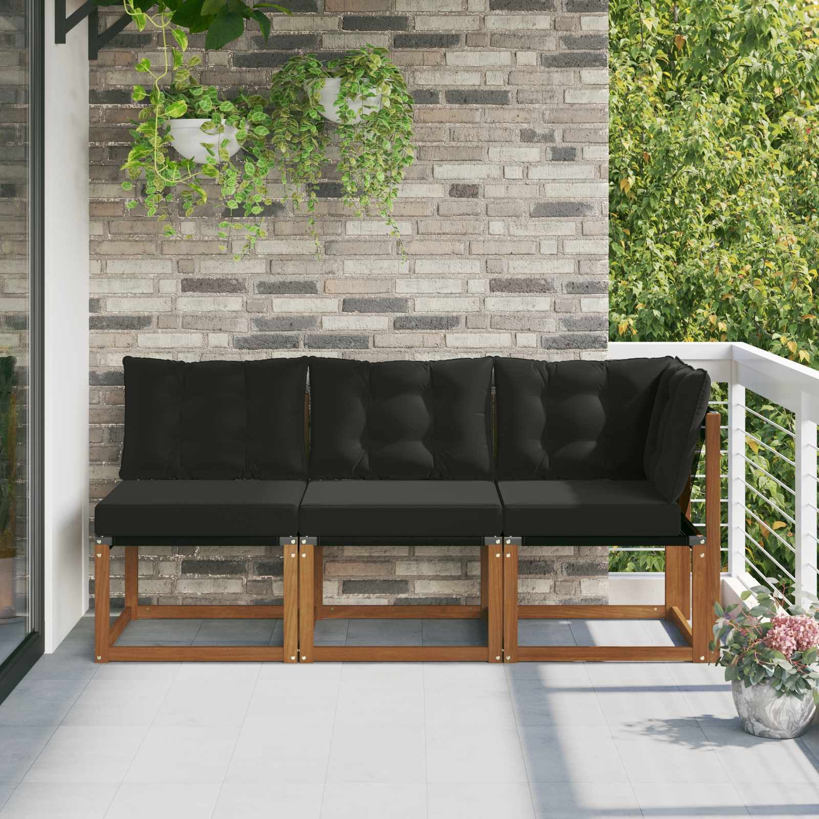 vidaXL Sofaelement 3 stk. Outdoor Mittel- und Ecksofa Natur (3 St)