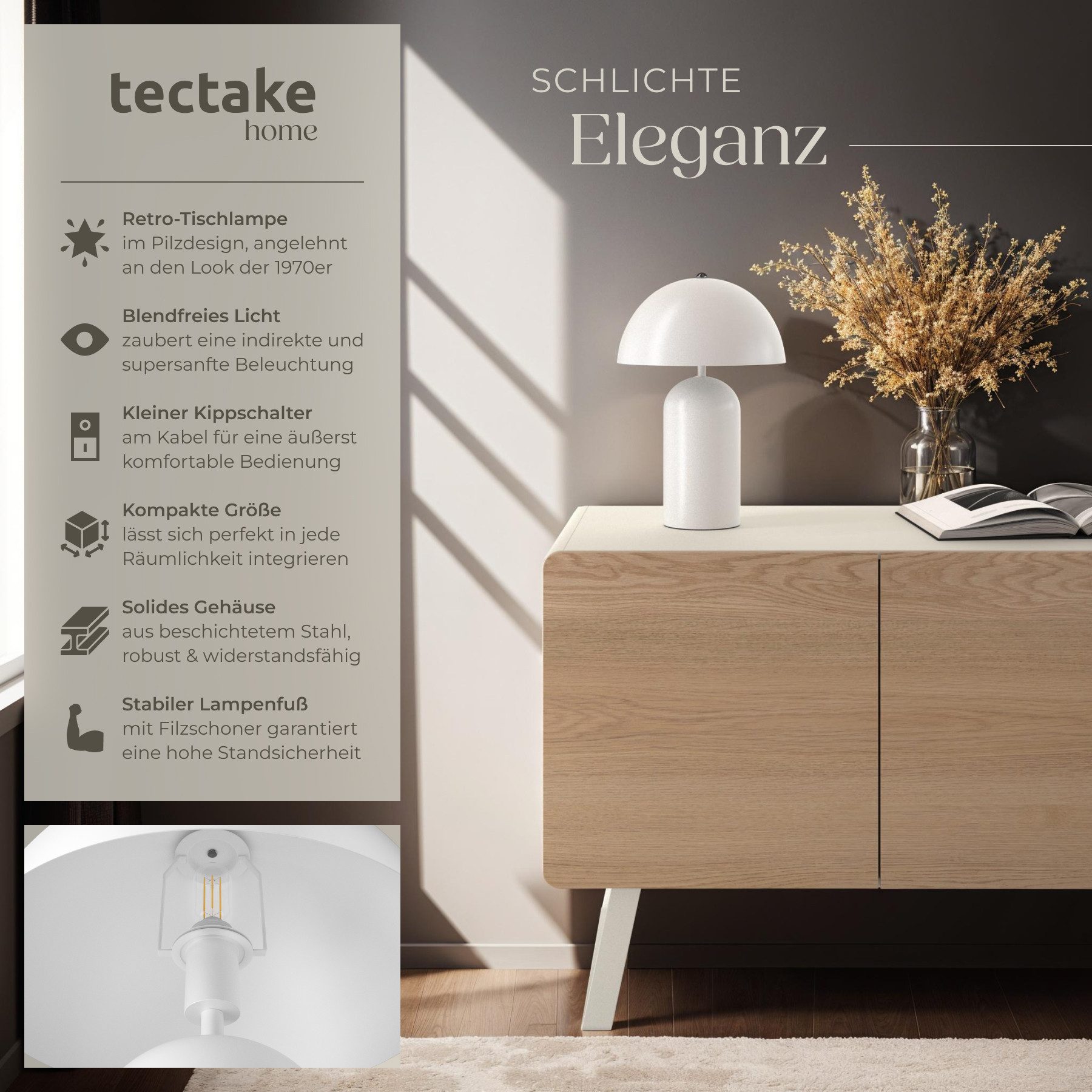 tectake Schreibtischlampe Retro-Tischlampe, Kleine Retro-Tischleuchte im günstig online kaufen