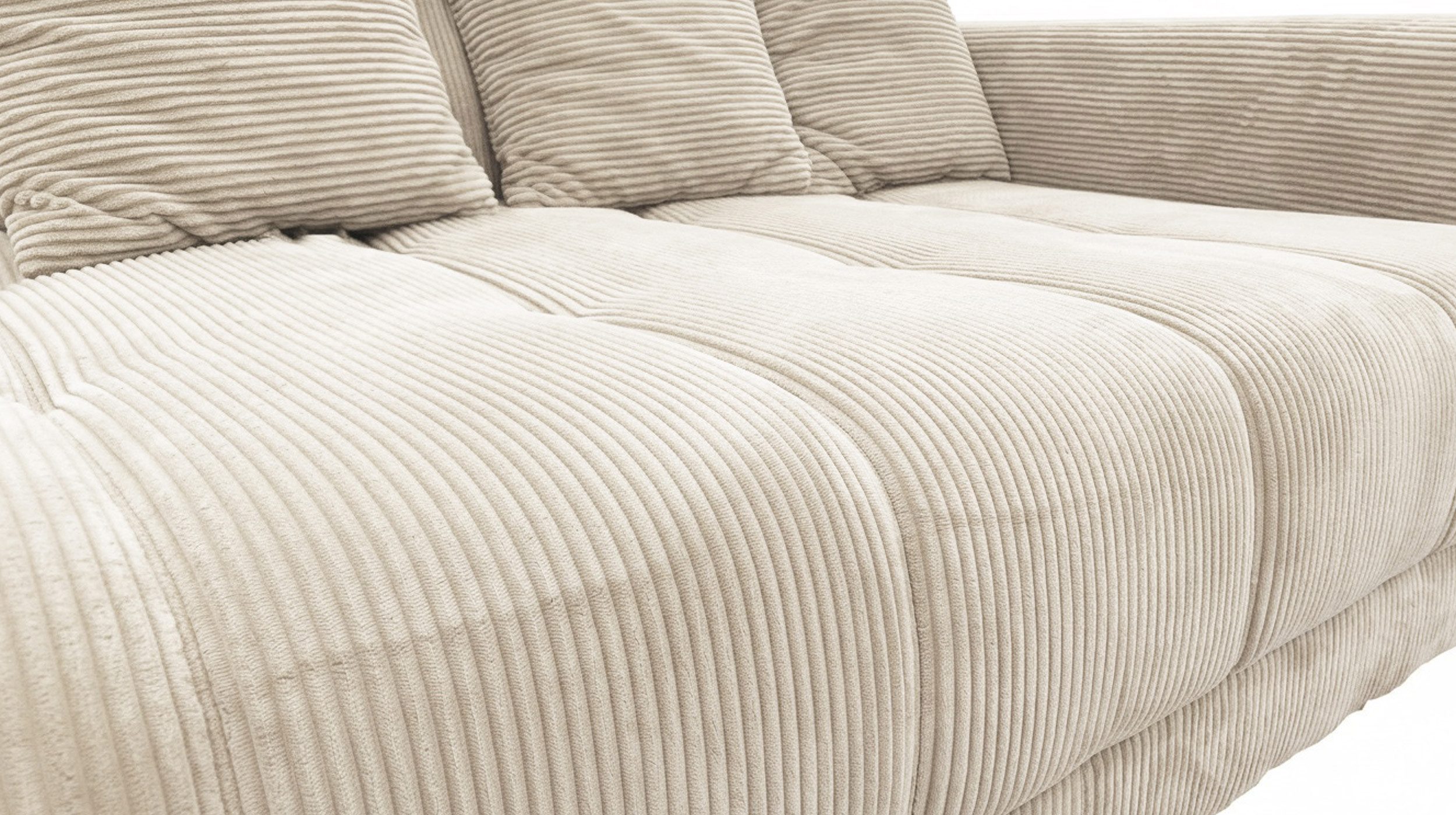 Massivart® Ecksofa Cord 300x215 cm / Nosagfederung / L-Form Cordsofa / ARTEMIS, inkl. Kissen-Set · frei im Raum stellbar – Bild 5 von 5