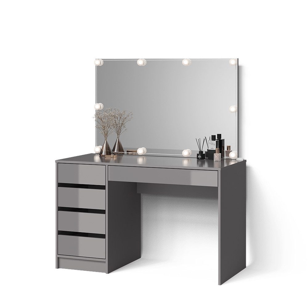 Livinity® Schminktisch Imola, Grau, 120 cm mit LED Beleuchtung günstig online kaufen