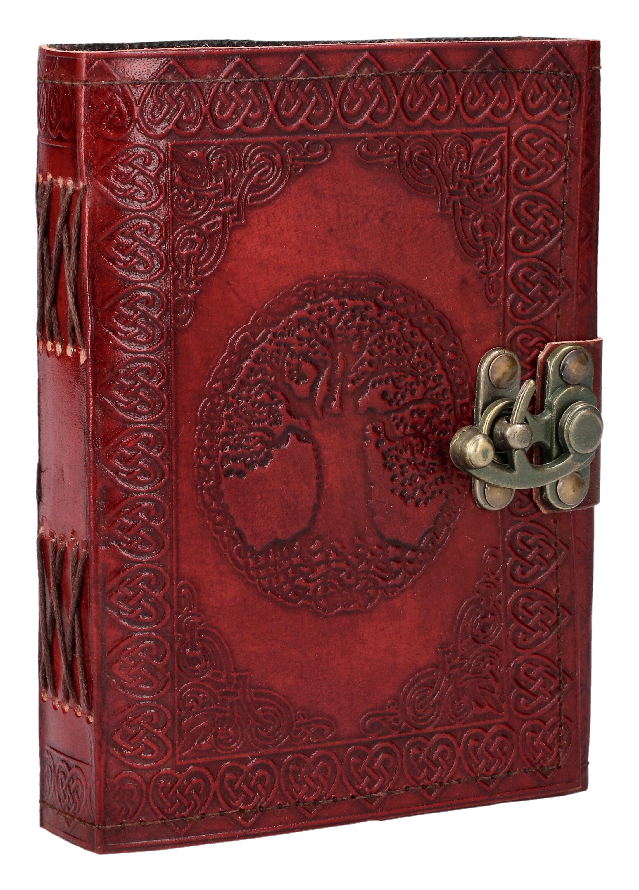Figuren Shop GmbH Notizbuch Leder Notizbuch - Tree of Life mit Verschluss - Fantasy Tagebuch