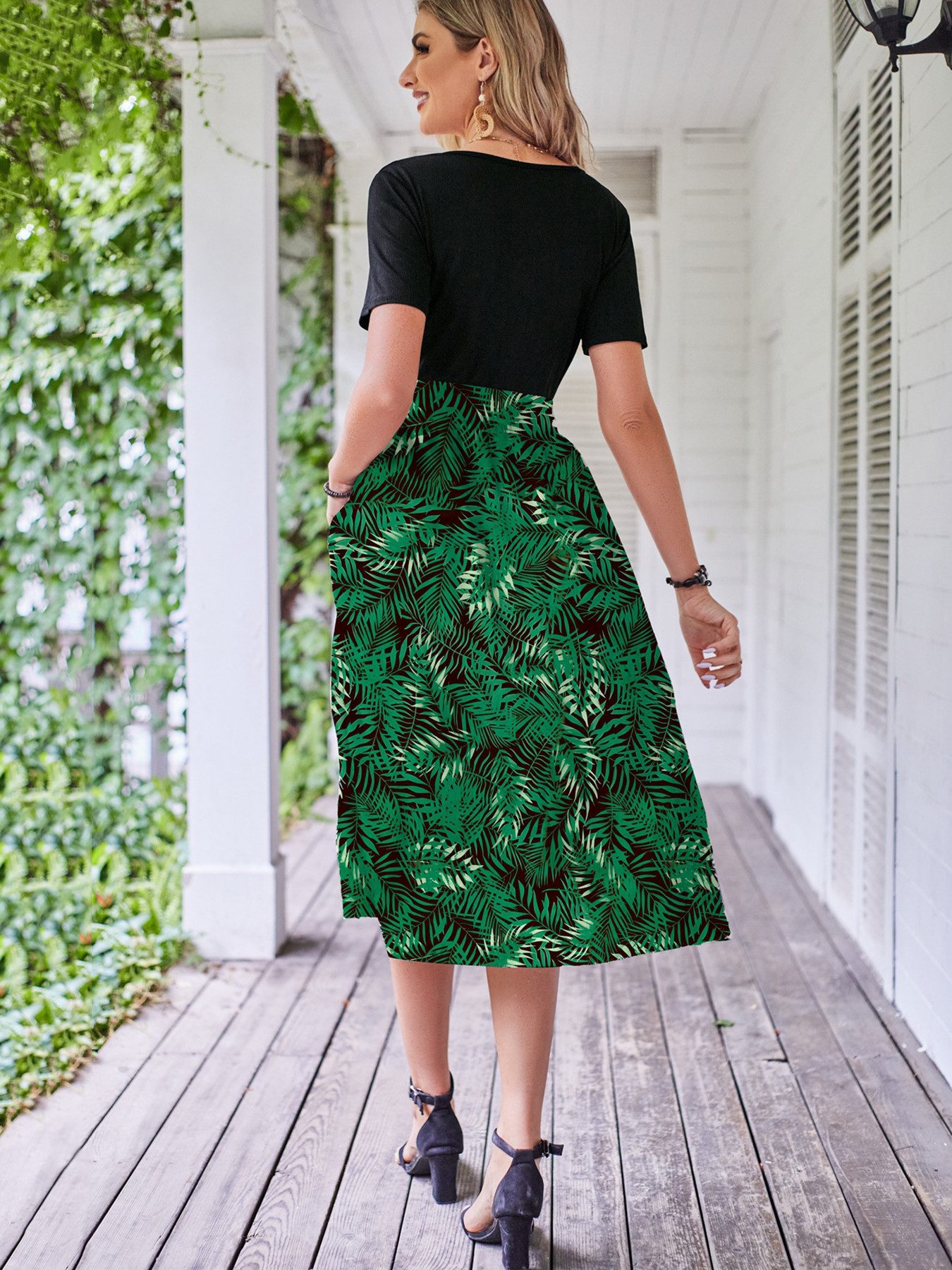 DEBAIJIA Dirndl Damen Röcke Sommer Floral Gedruckt Elegant Lässiger