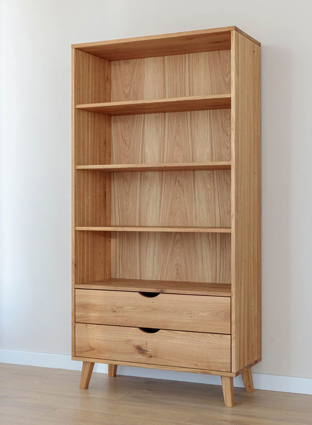 Feldmann-Wohnen Bücherregal Simona, mit Schubladen 1-tlg., 90x40x180cm Massivholz geölt Eiche Natur