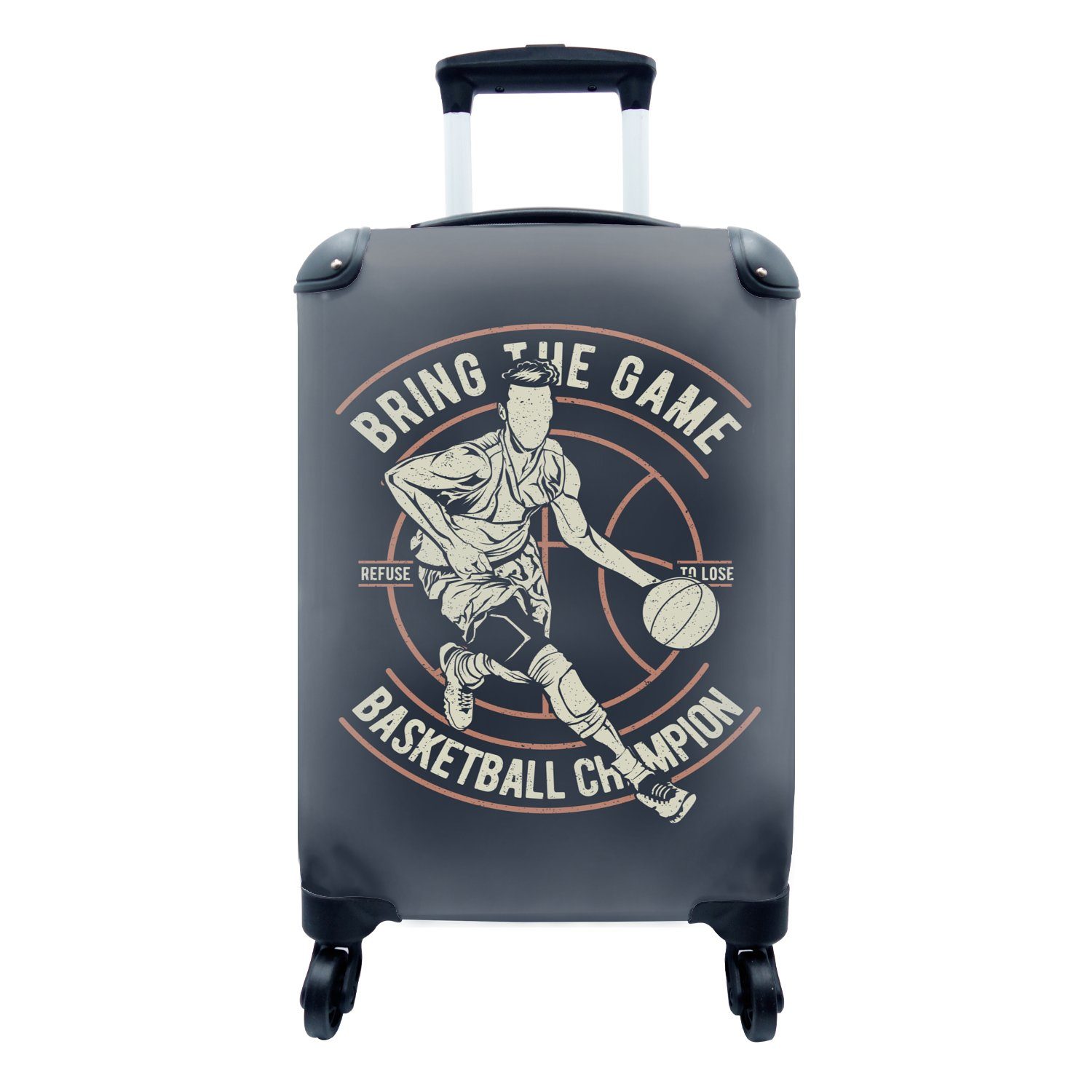 MuchoWow Handgepäckkoffer Basketball - Ball Handgepäck mit 4 Reisekoffer - Jahrgang, Rollen, rollen, Reisetasche für Ferien, Trolley