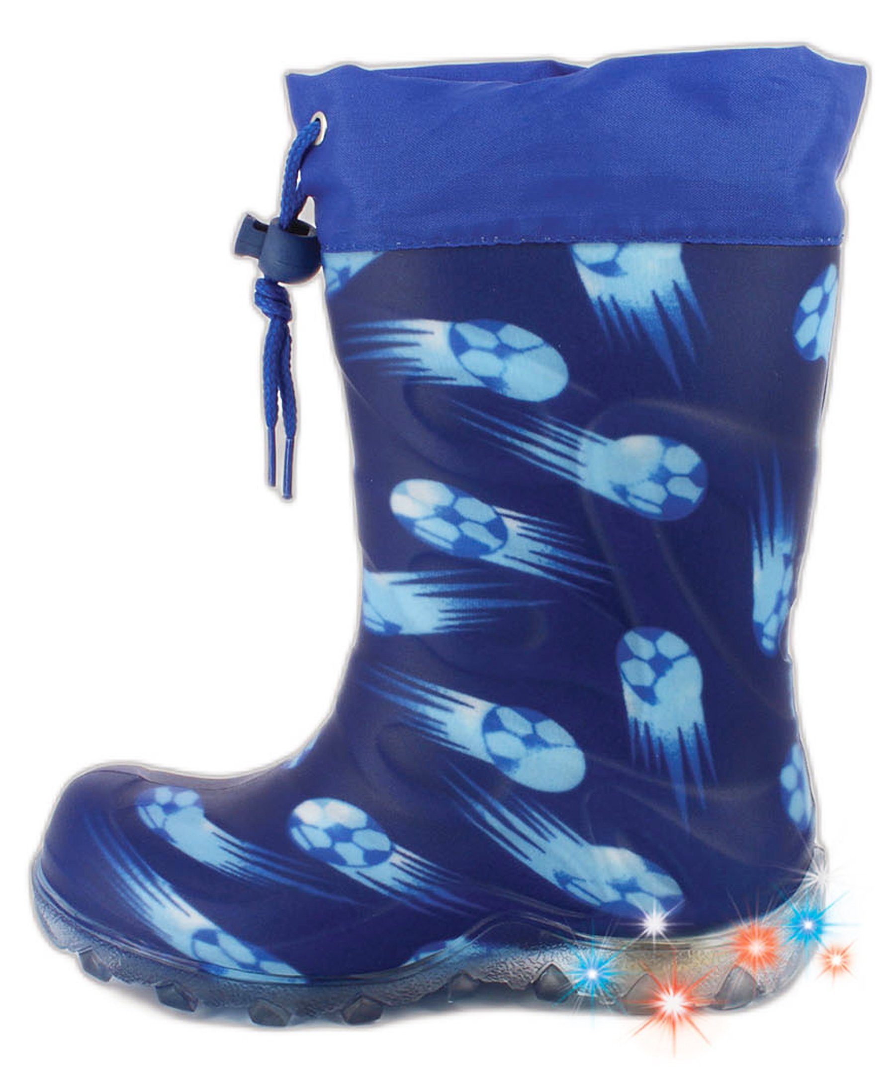 Beck Blinkender Regenstiefel Fussball mit Warmfutter Резиновые сапоги (mit Blinksohle für mehr Sicherheit im Dunkeln, für warme Füße bei Nässe und Kälte) wasserdicht, sehr kuscheliges Warmfutter