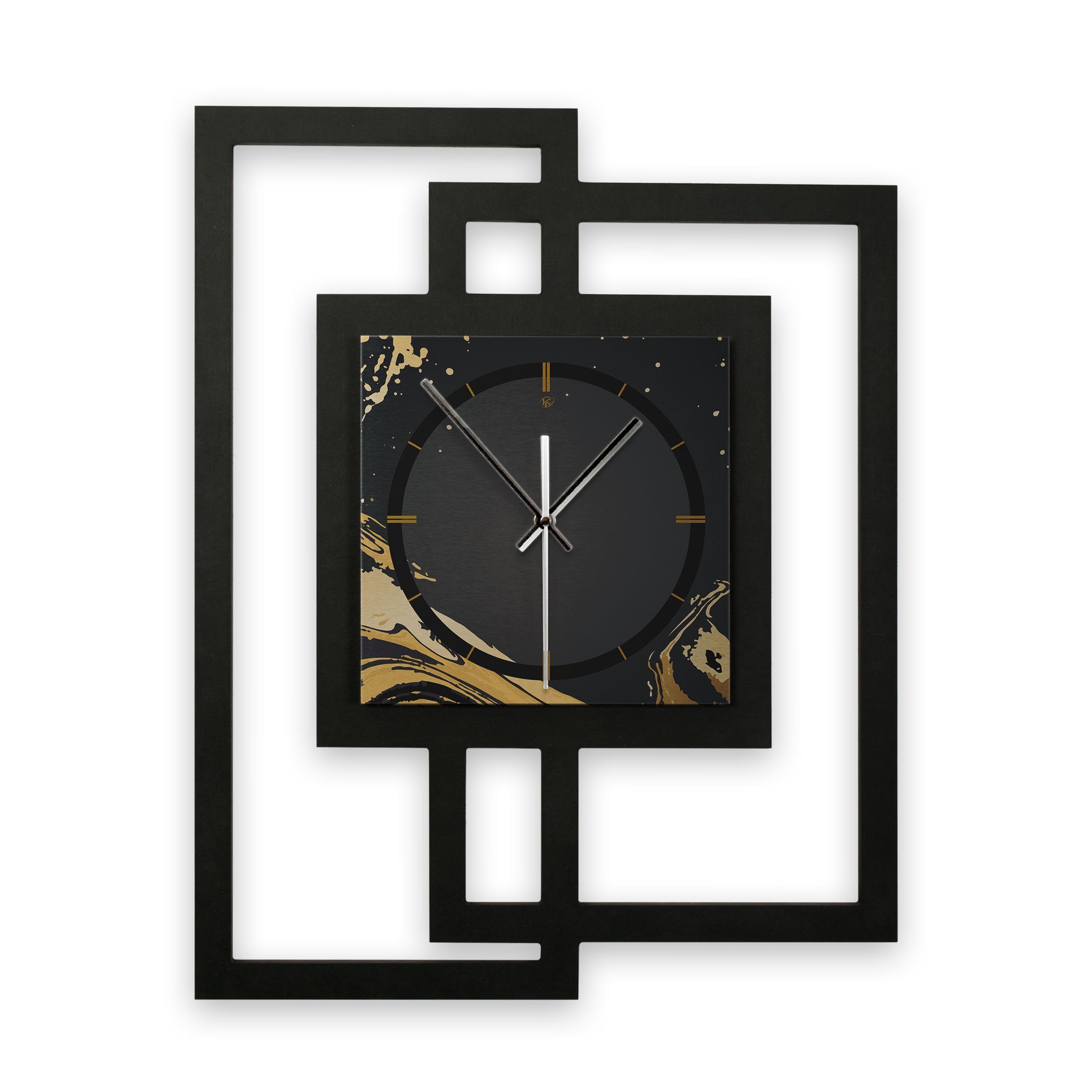 Kreative Feder Wanduhr Design-Wanduhr „Golden Liquid“ in modernem Metallic-Look (ohne Ticken; Funk- oder Quarzuhrwerk; elegant, außergewöhnlich, modern)