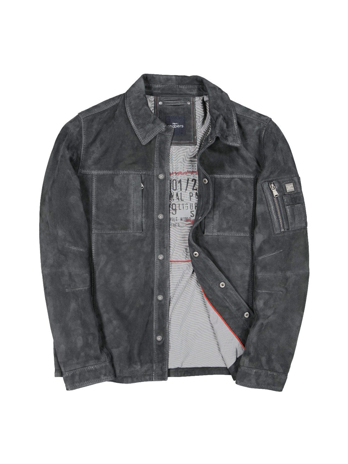 Engbers Lederjacke Herren Lammlederjacke mit verdeckter Knopfleiste, Marineblau