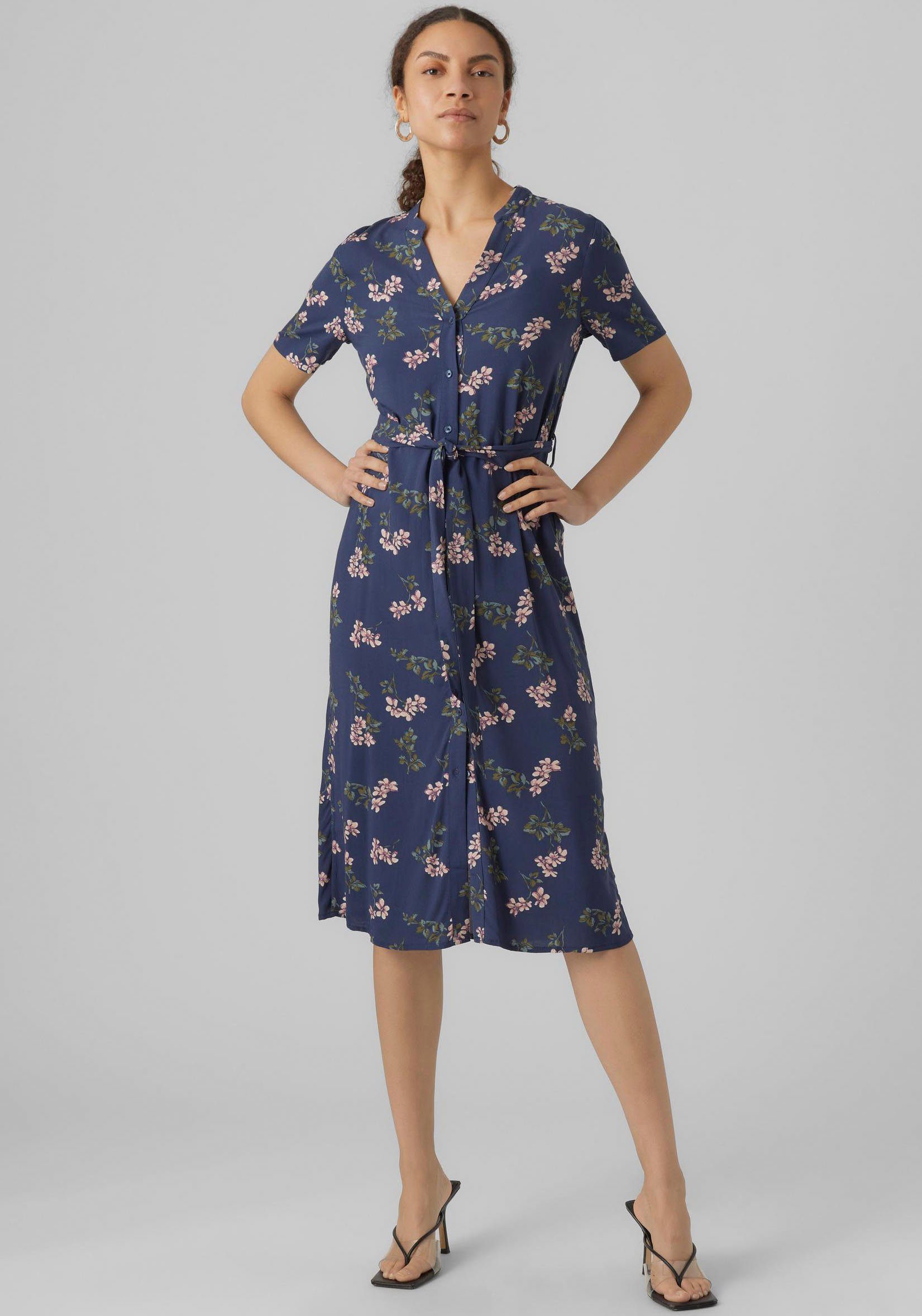 Vero Moda Sommerkleid VMVICA nachhaltiger weich fließender DRESS WVN S/S Viskose und SHIRT GA NOOS, Aus