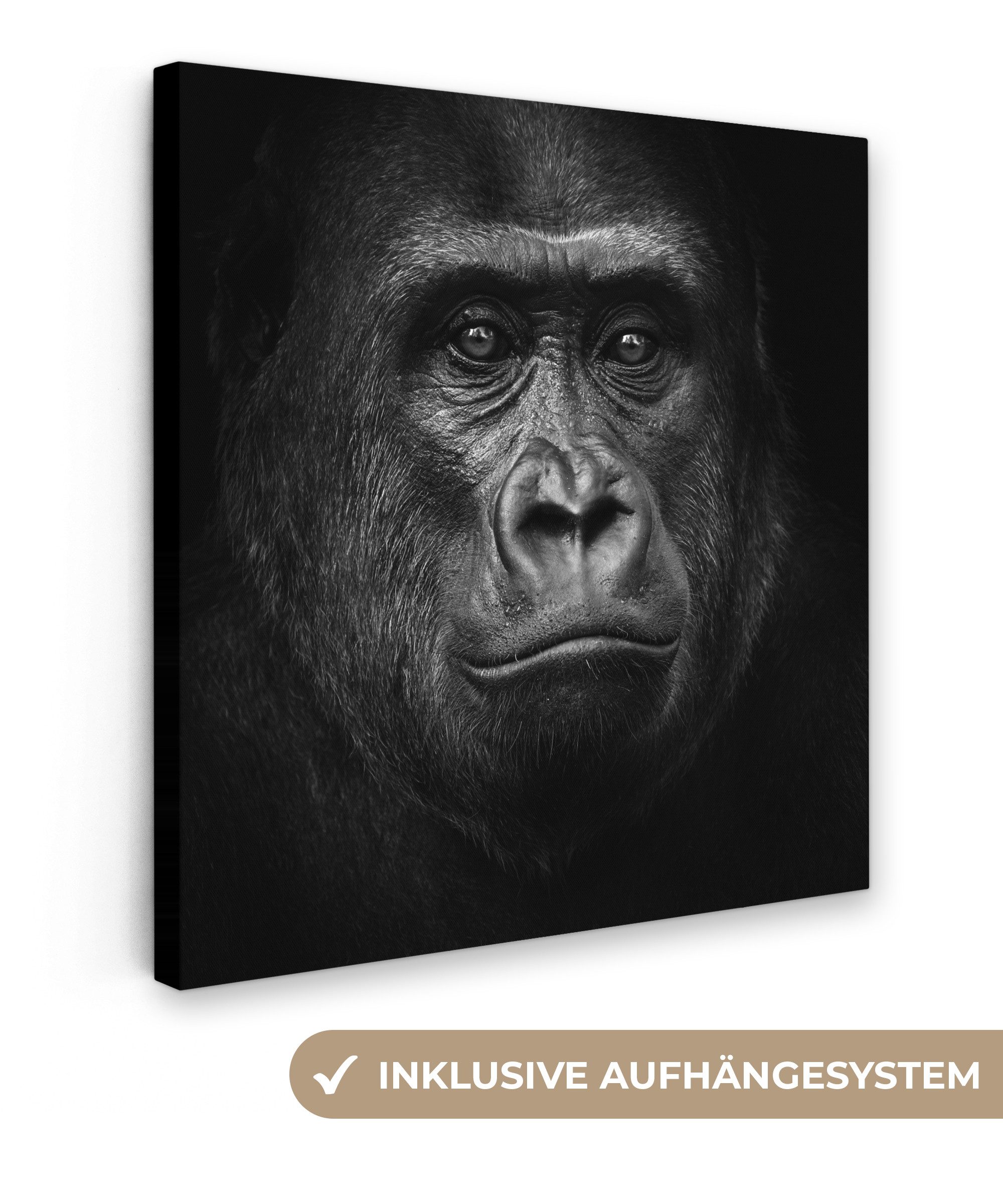 OneMillionCanvasses® Leinwandbild Gorilla - Schwarz - günstig online kaufen