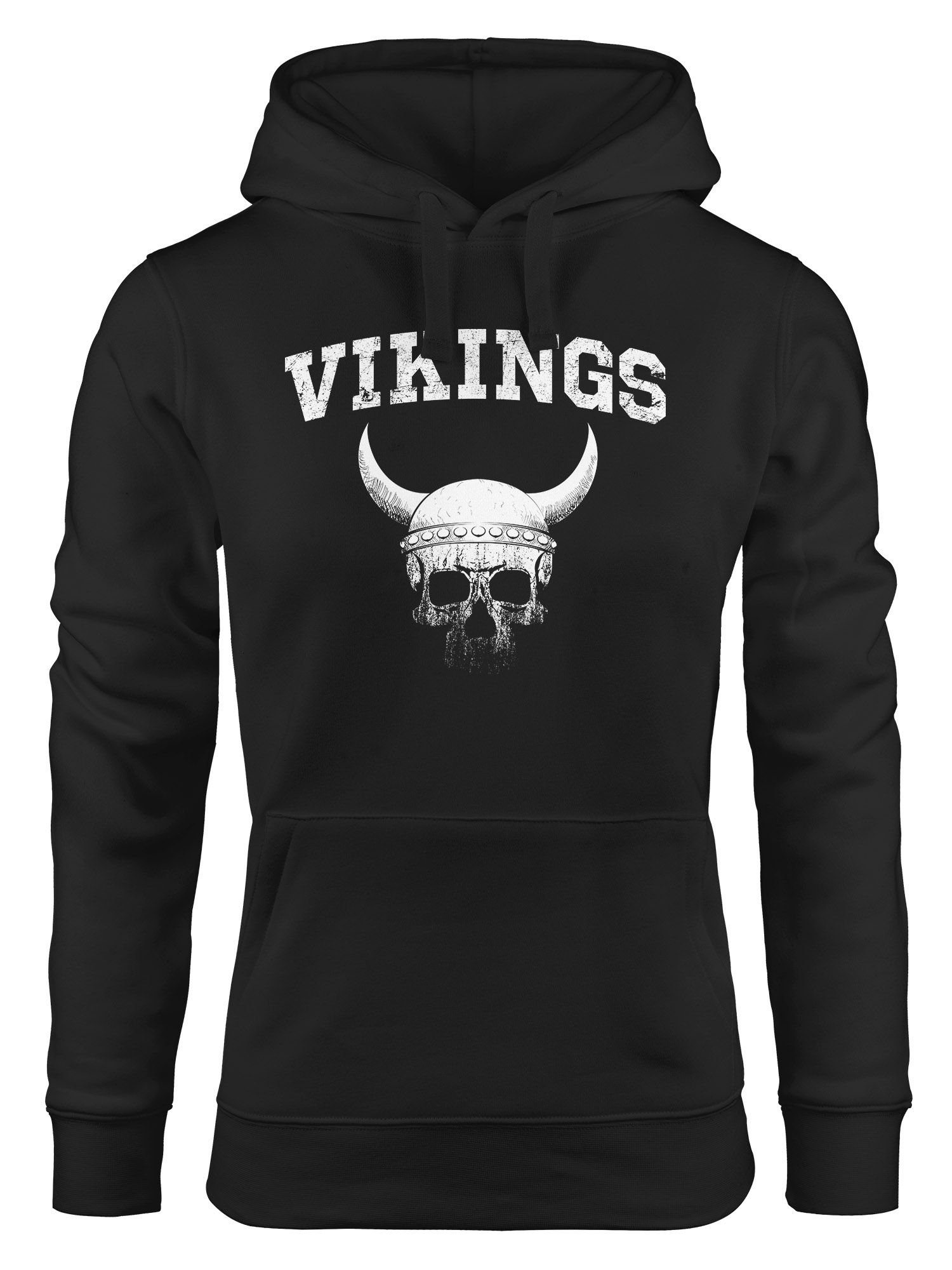 Neverless® Wikinger-Helm Aufdruck Damen Fashion Neverless Hoodie Print Skull Kapuzen-Pullover Totenkopf Hoodie Streetstyle