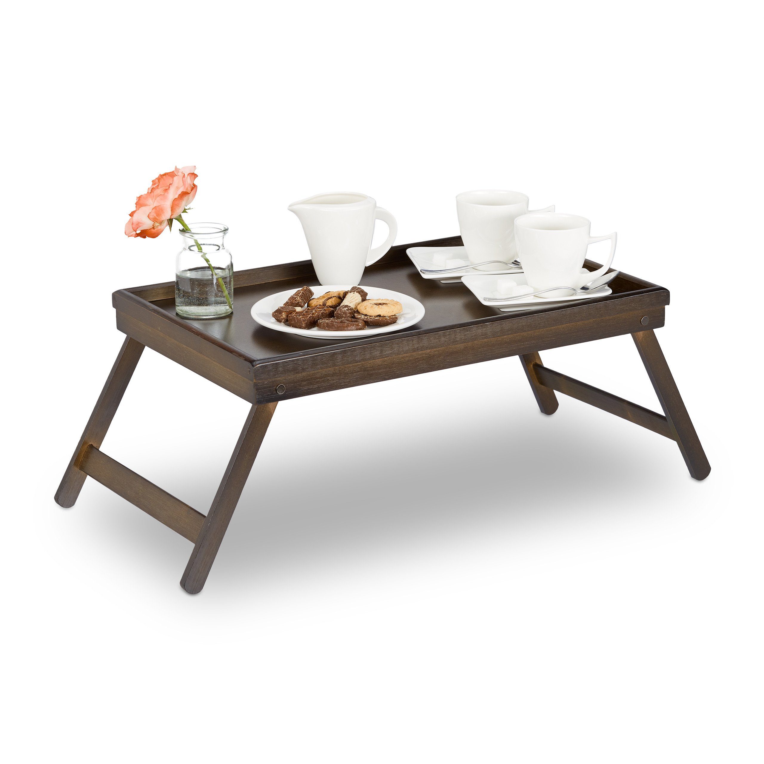 relaxdays Tabletttisch Betttablett Bambus dunkelbraun günstig online kaufen
