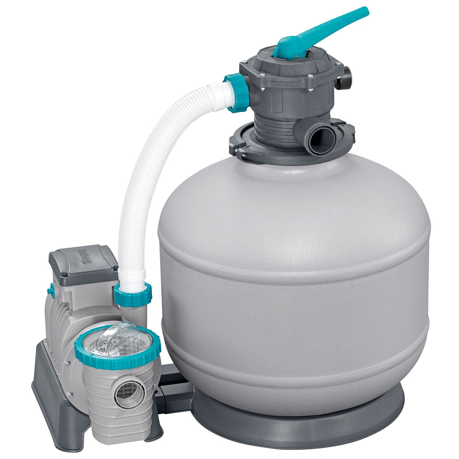 Bestway Sandfilteranlage 11.355 l/h (Packung, 1 St., mit Zeitschaltuhr, 500 W), Für Poolgrößen von 1.100-60.500 Liter, Ø 38-mm-Anschluss