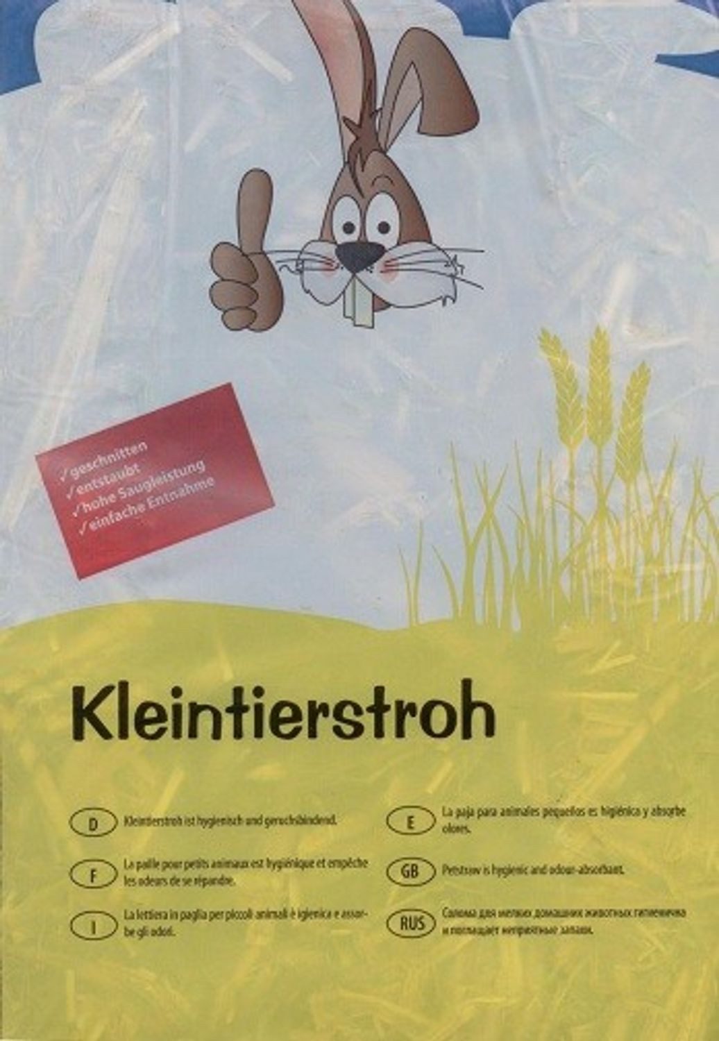 BURI Kleintierstreu Naturstroh 30 Liter Kaninchenstroh Einstreu Stroh Hamster Nager