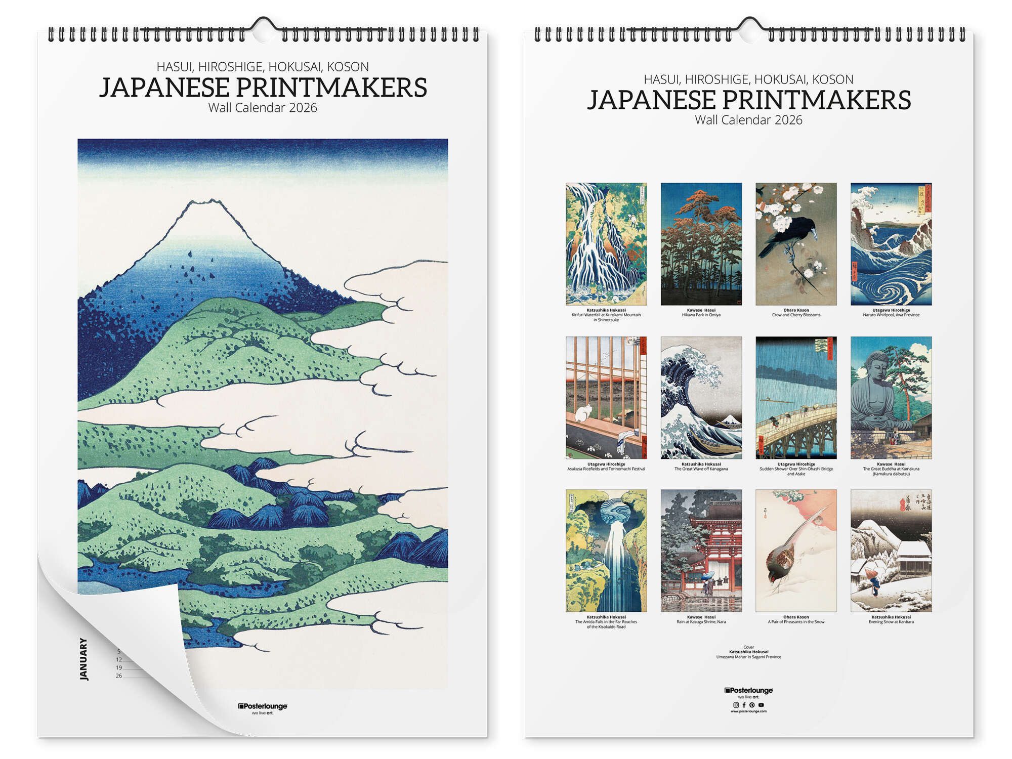Posterlounge Kunstkalender Japandi Kalender - Japanese Printmakers 2026, erhältlich als Wandkalender 2026 in verschiedenen Größen