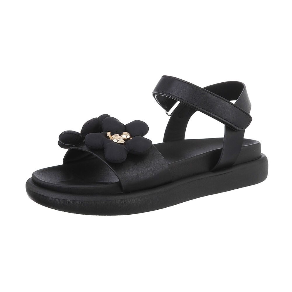 Ital-Design Damen Freizeit Riemchensandalette (86526905) Flach Plateausandaletten in Schwarz