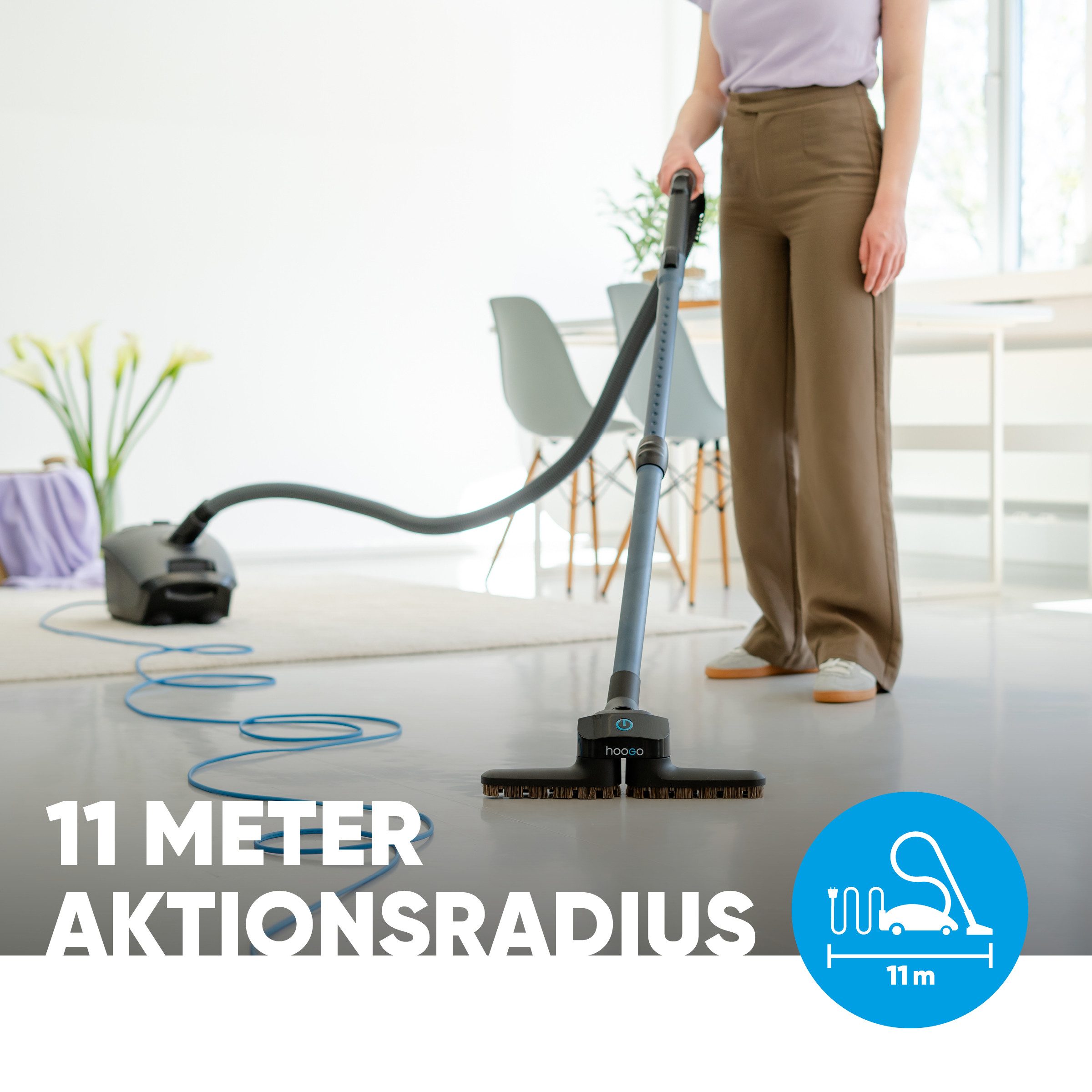 hoogo Bodenstaubsauger B3+ anthrazit flipflop mit High-End Leichtlaufdüse und flipflop-Düse, 850,00 W, mit Beutel, HEPA-14-Filter, ideal für Allergiker, saugt Milben und Pollen