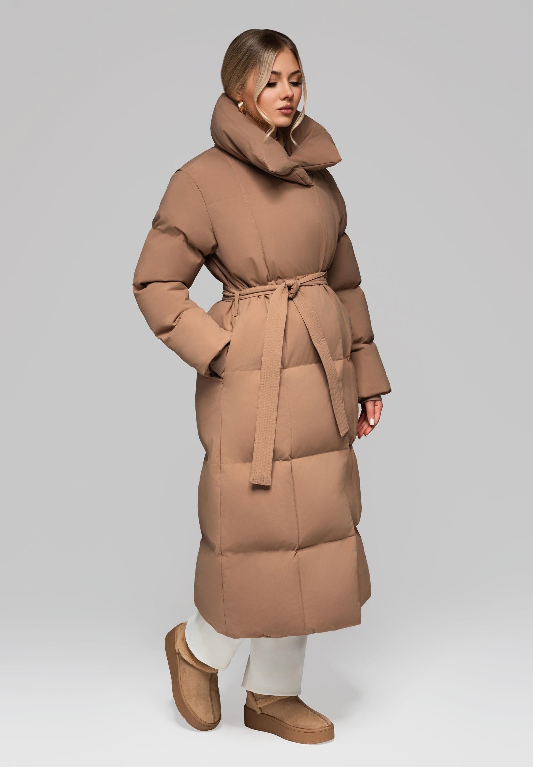 OMBRE Wintermantel Damen Steppmantel mit Bindegürtel und voluminösem Stehkr günstig online kaufen