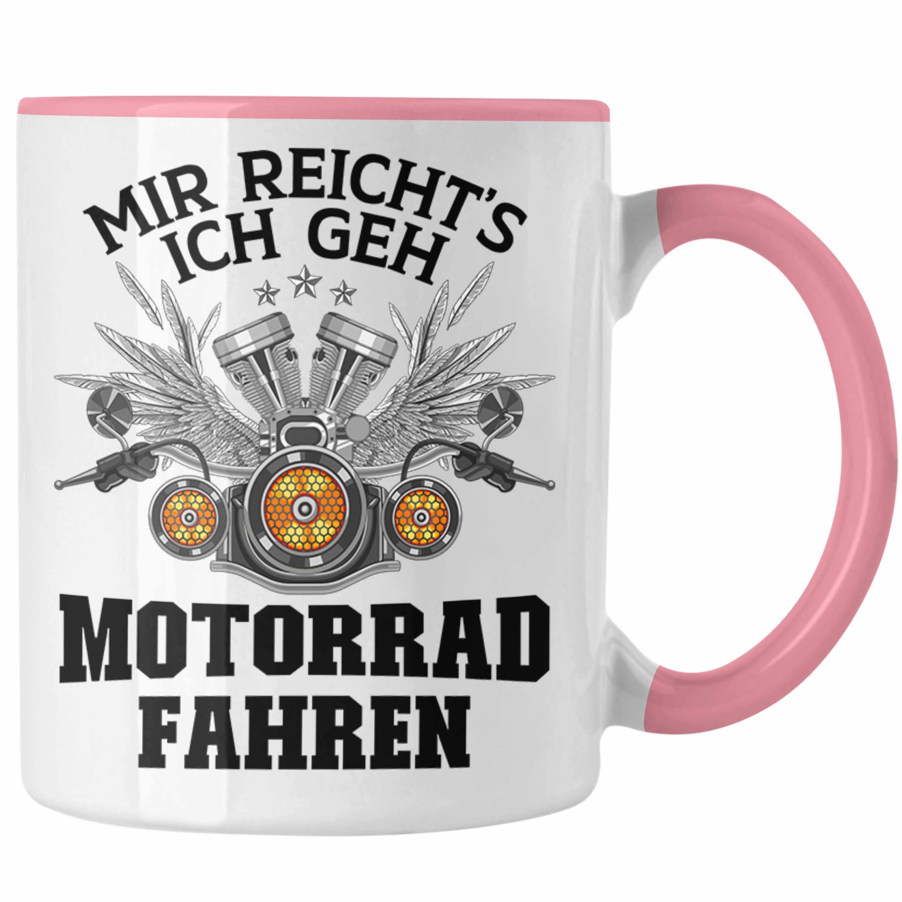 Trendation Tasse Trendation - Motorradfahrer Geschenk für Männer Motorrad Tasse mit Spruch Kaffeetasse für Biker Herren Rosa