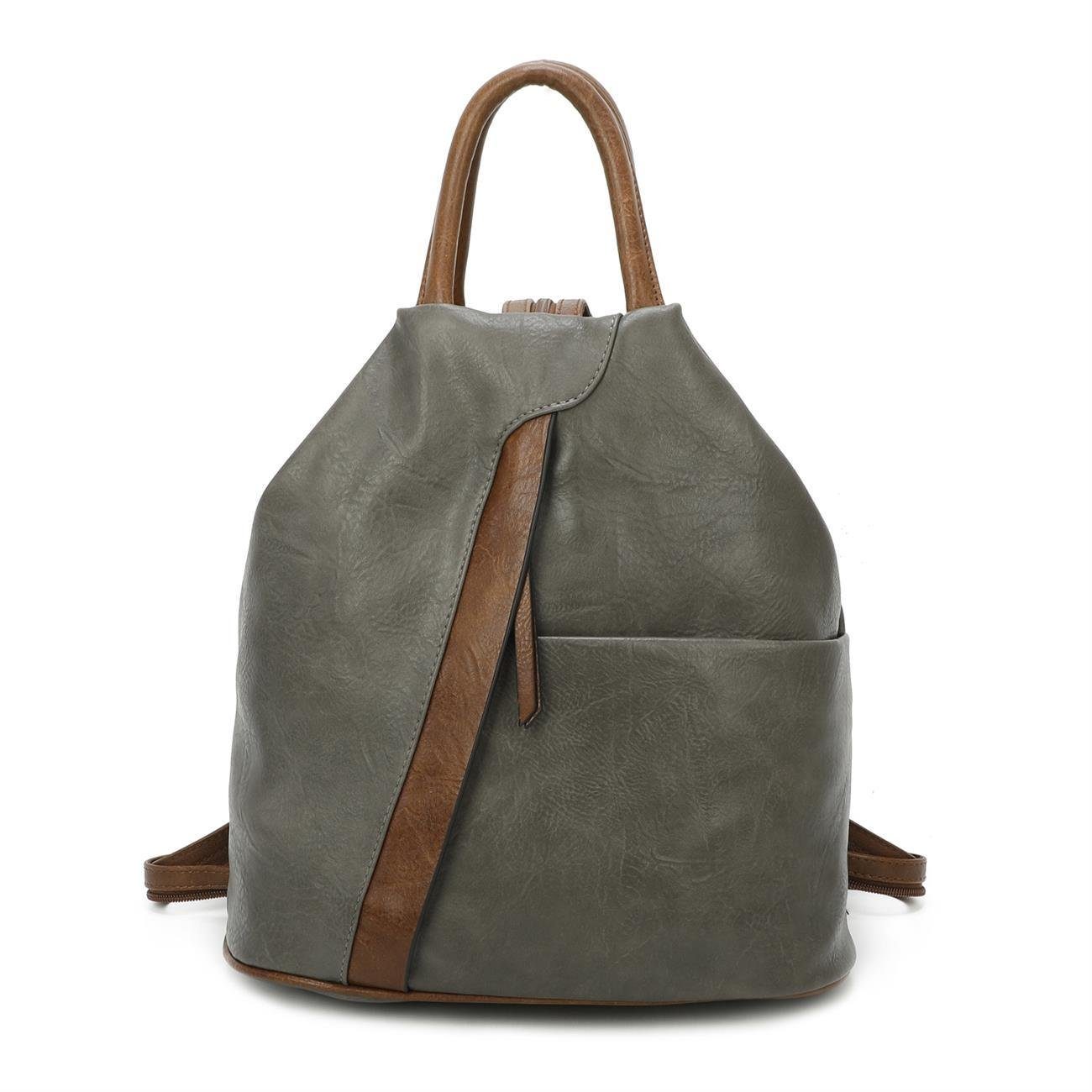 ITALYSHOP24 Rucksack Damen City- TagesRucksack Daypack Backpack Tasche Schultertasche Sport, Handtasche tragbar, Leder Optik viele Farben/Variationen, Schule Reise