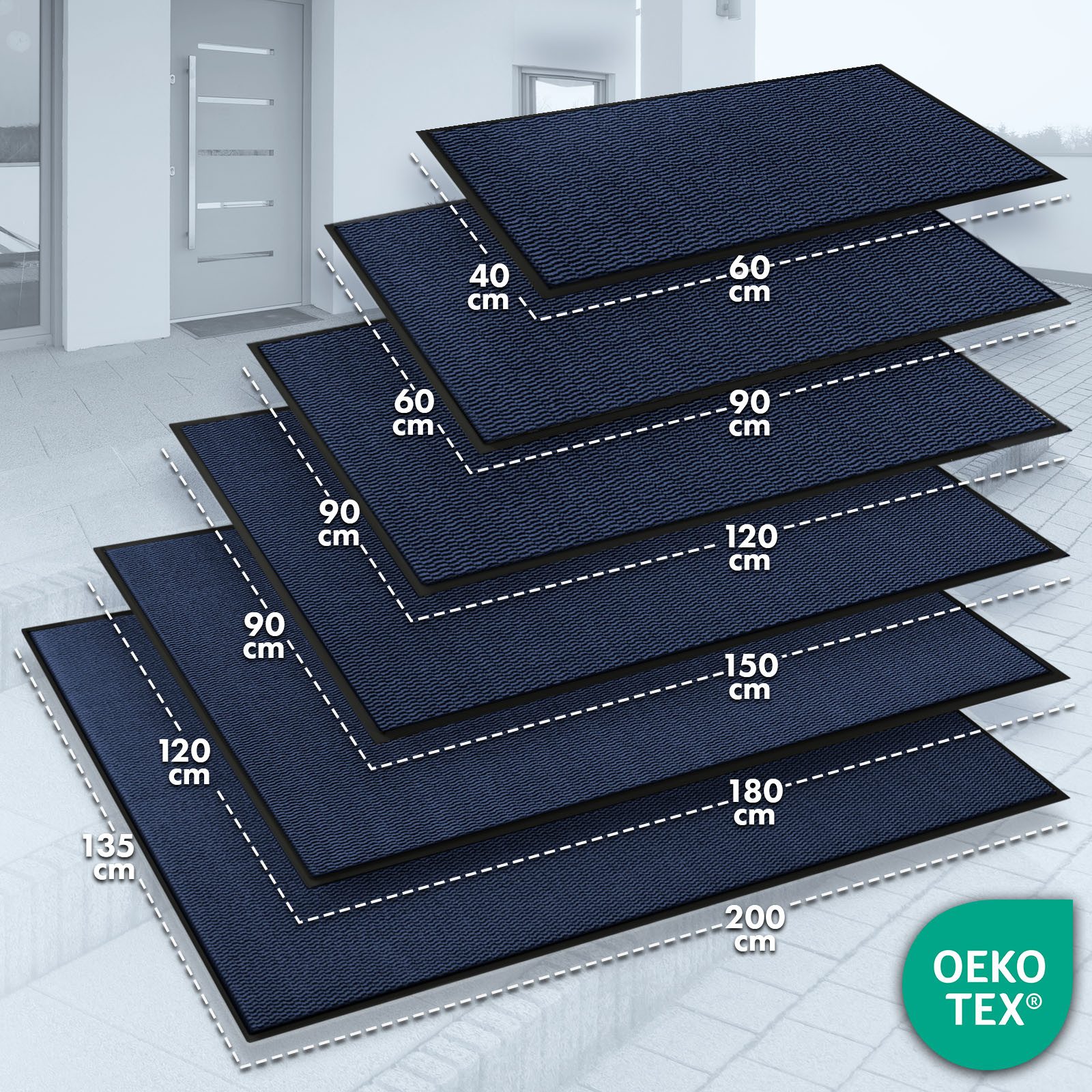 Floordirekt Fußmatte SKY Novo, enorm rutschfeste TPE-Rückseite, effektive Schmutzaufnahme, Rechteckig, Höhe: 7 mm, In- & Outdoor Schmutzfangmatte, saugstarker Flor, 30° Maschinenwäsche