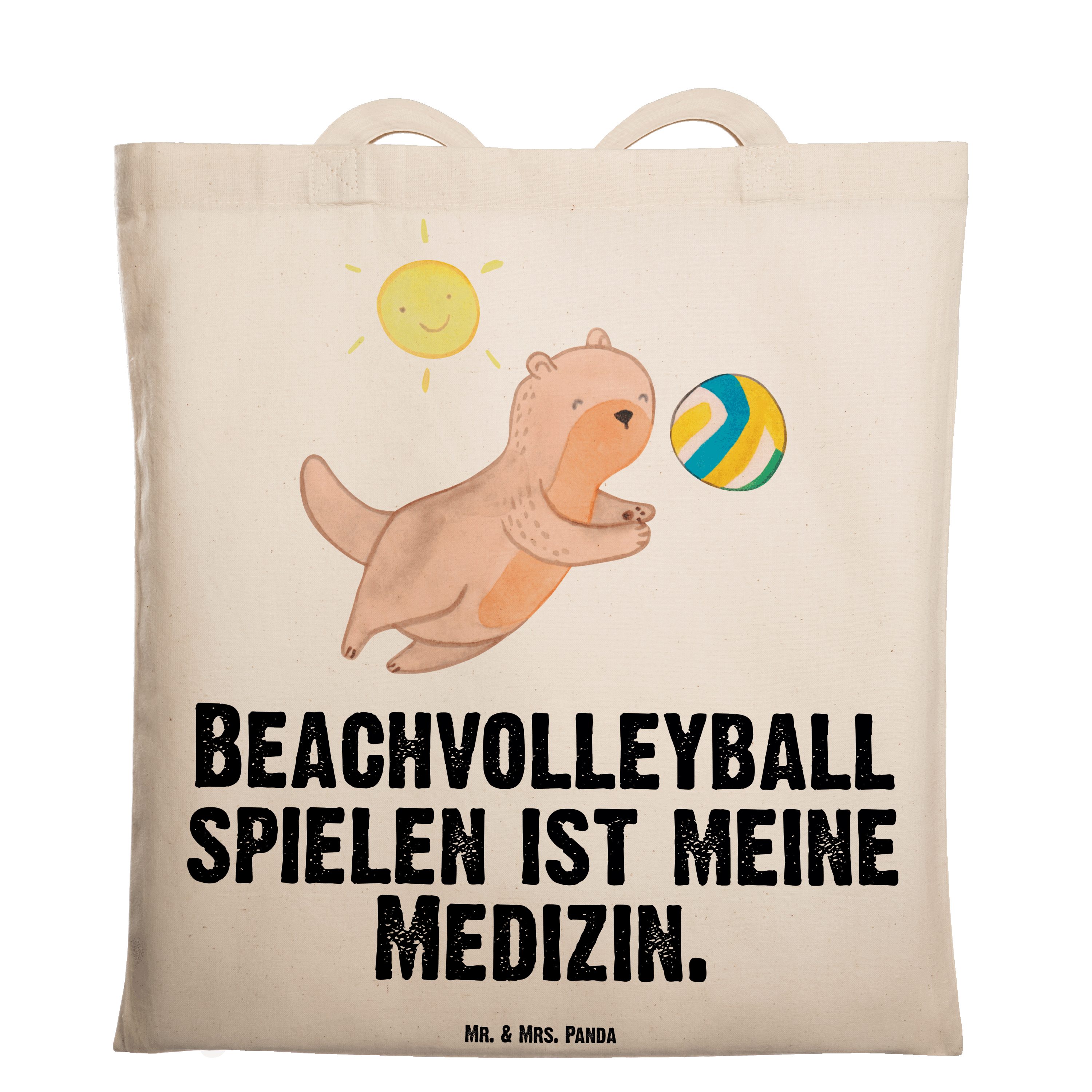 Mr. & Mrs. Panda Tragetasche Otter Beachvolleyball Medizin - Transparent - Geschenk, Volleyballtur (1-tlg)