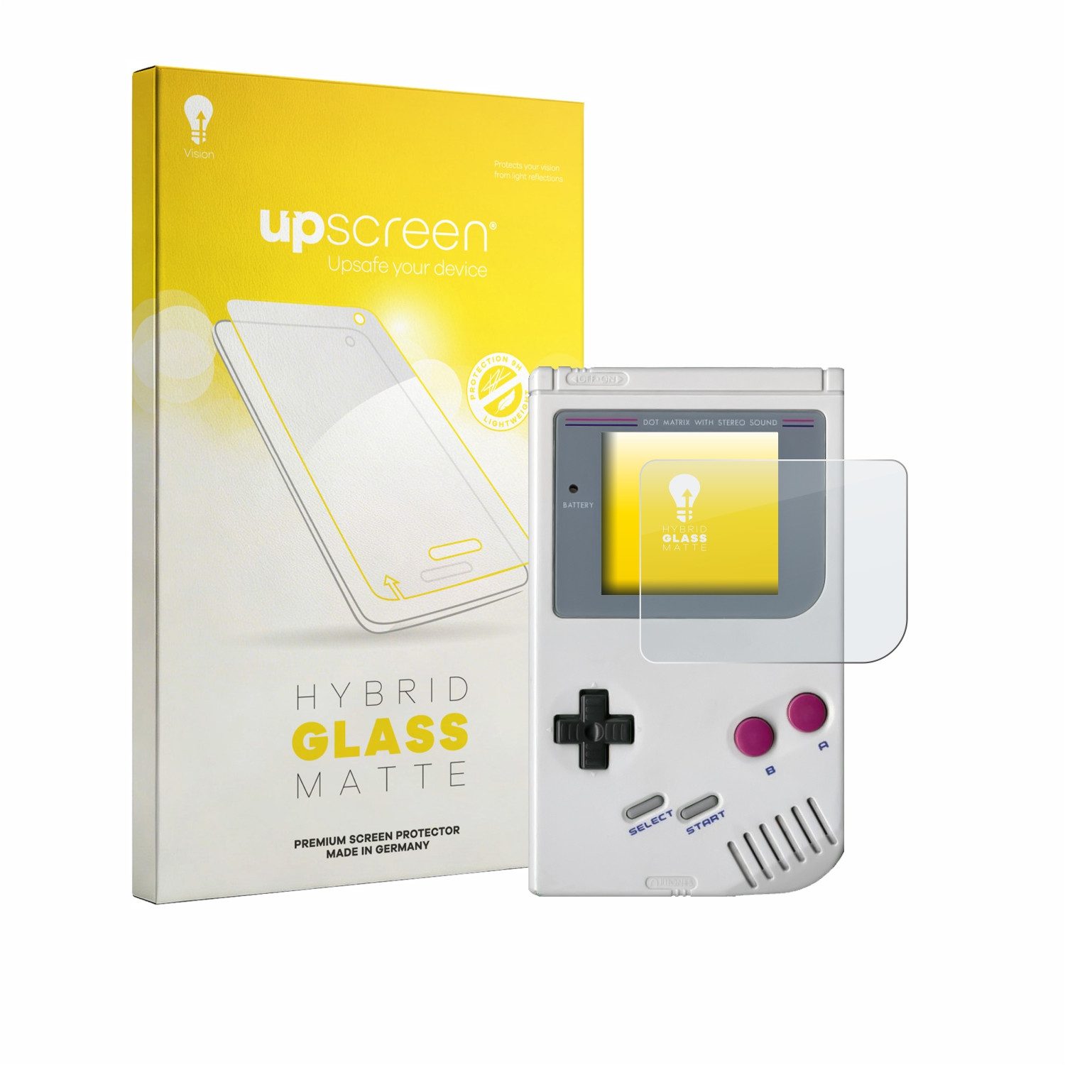 upscreen Displayschutzglas Folie für Nintendo Gameboy (1989), Schutzfolie Glas Panzer Display Schutz matt