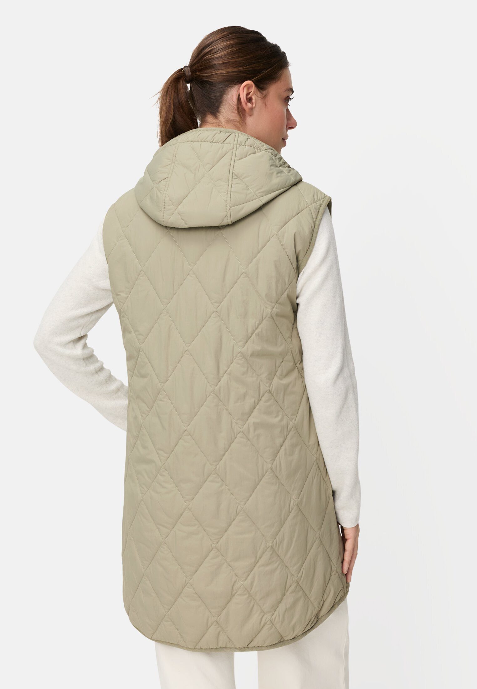 camel active Longweste mit Kapuze ärmellos Markenlabel