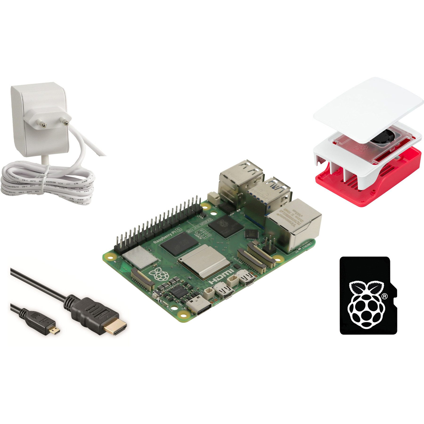 RASPBERRY PI 5 Starter-Set, 8 GB, weiß Mini-PC