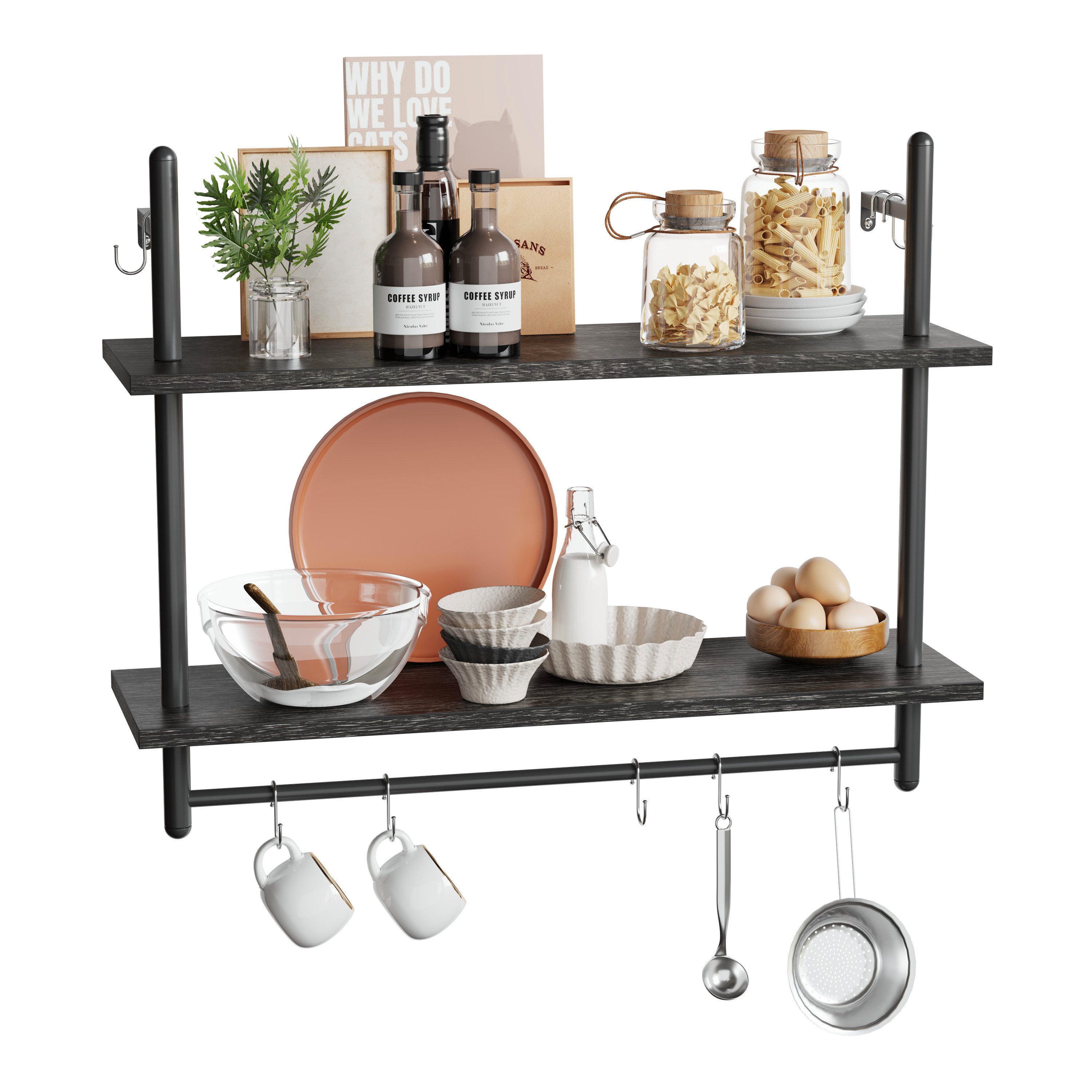 Bestier Wandregal Wandboard Holz, Küchenregal, Wandregal Badezimmer Metall, günstig online kaufen