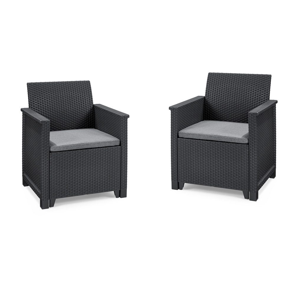 Keter Gartenlounge-Bank "Emma" Graphit Rattanoptik, 2er günstig online kaufen