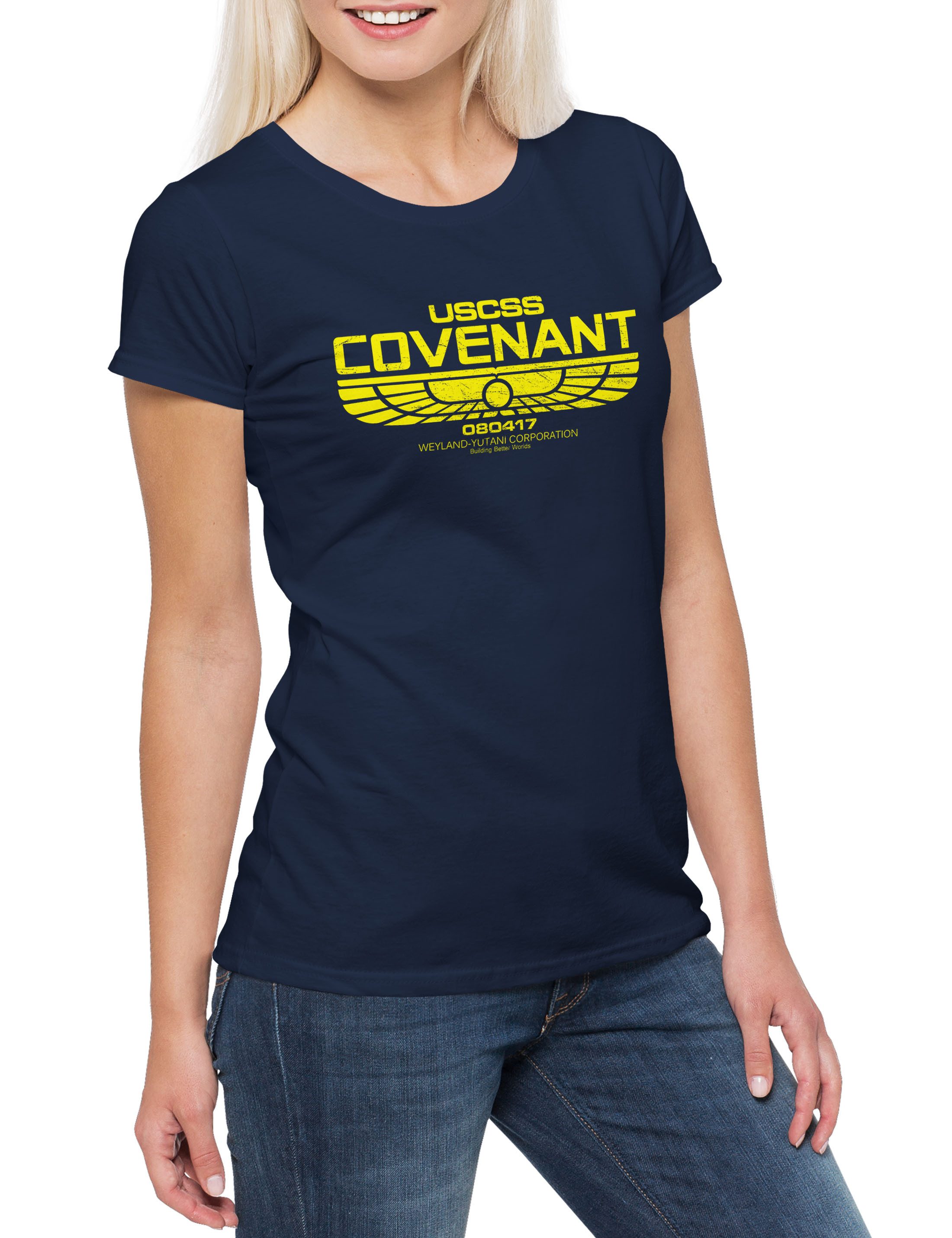 Print-Shirt USCSS Covenant Damen T-Shirt Nostromo Alien Yutani Logo Corp Ripley