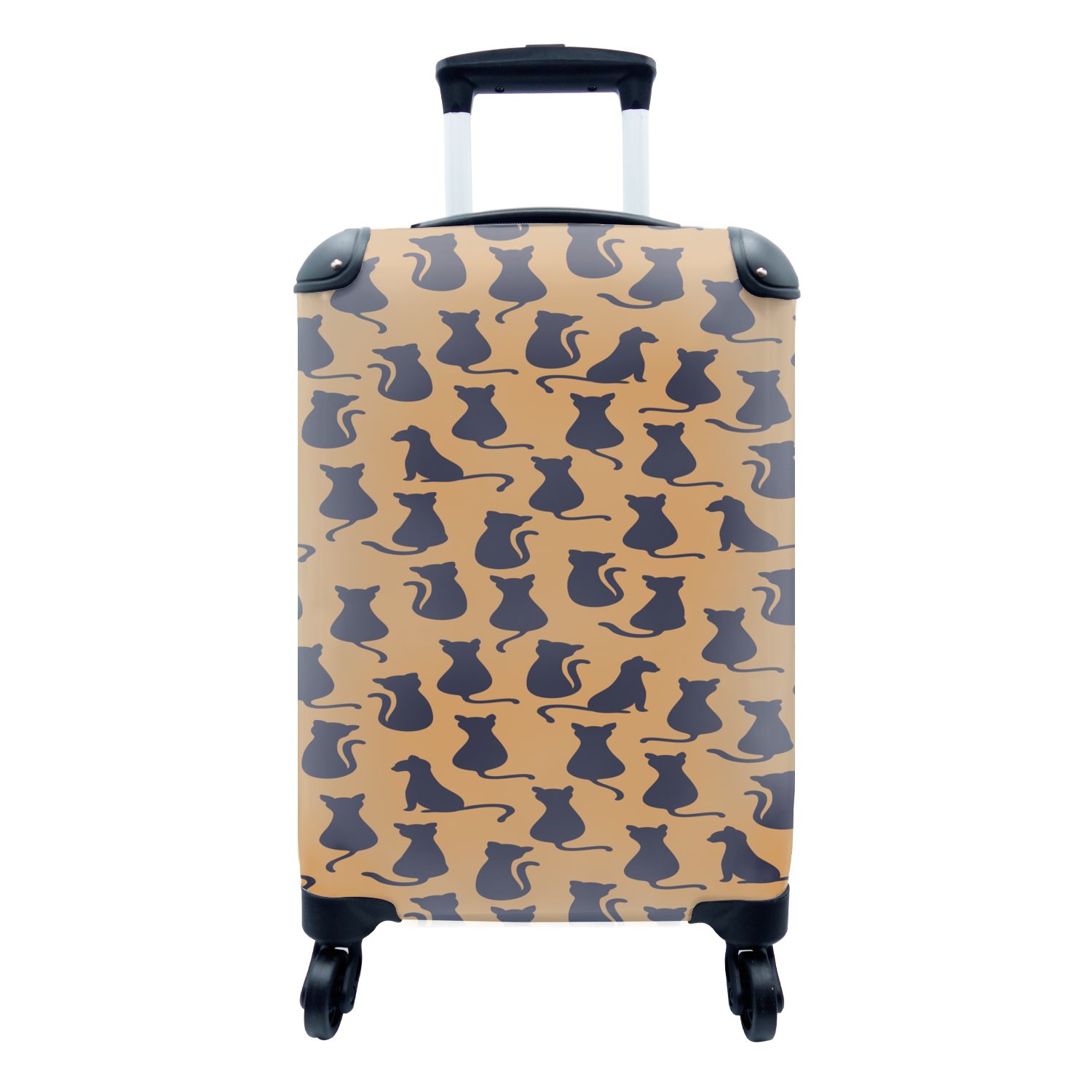 MuchoWow Handgepäckkoffer Muster - Katze - Silhouette - Jungen - Mädchen - Kinder - Kind, 4 Rollen, Reisetasche mit rollen, Handgepäck für Ferien, Trolley, Reisekoffer