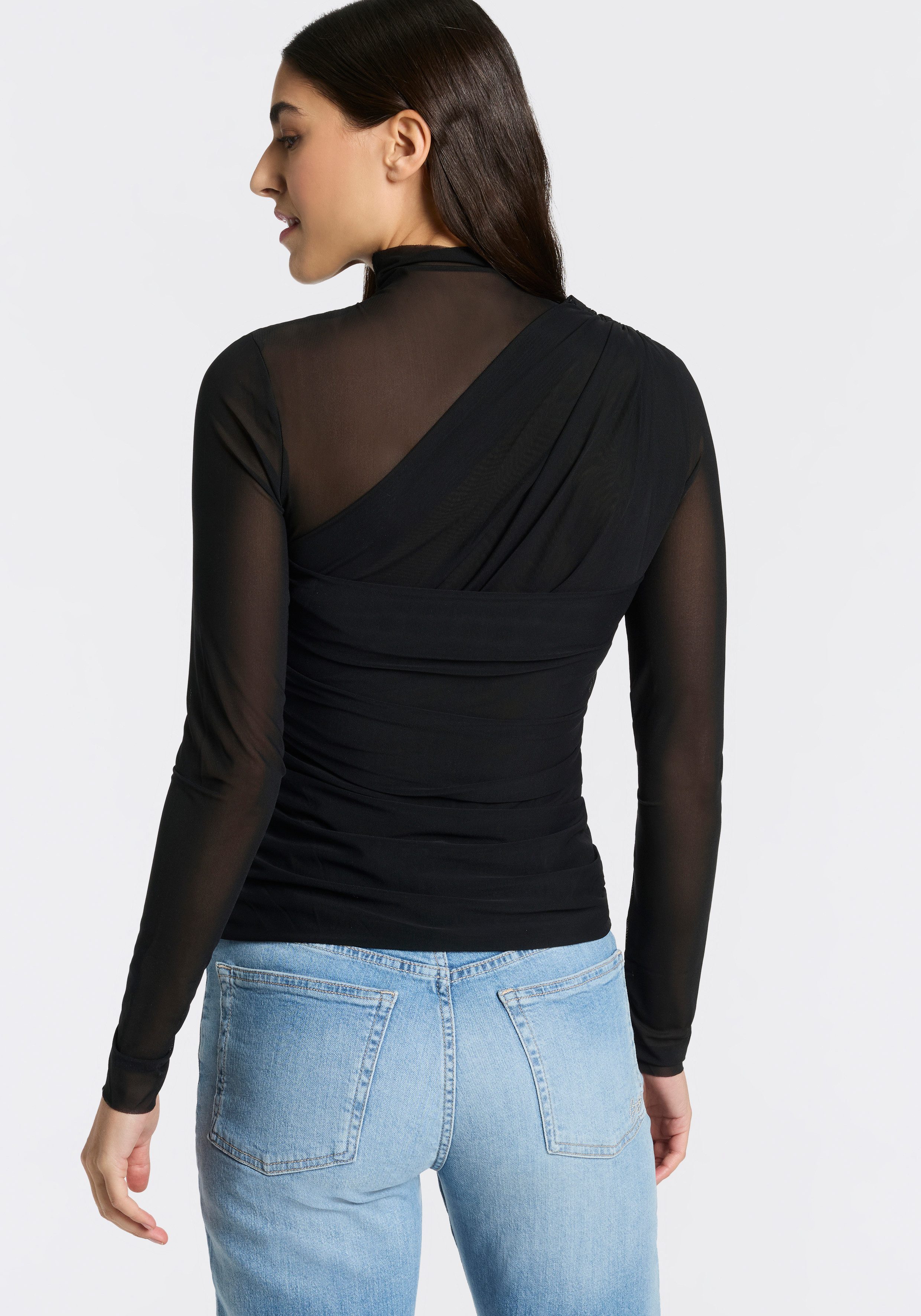BOSS ORANGE Langarmshirt Etulah Premium Damenmode aus Mesh, Slim Fit günstig online kaufen