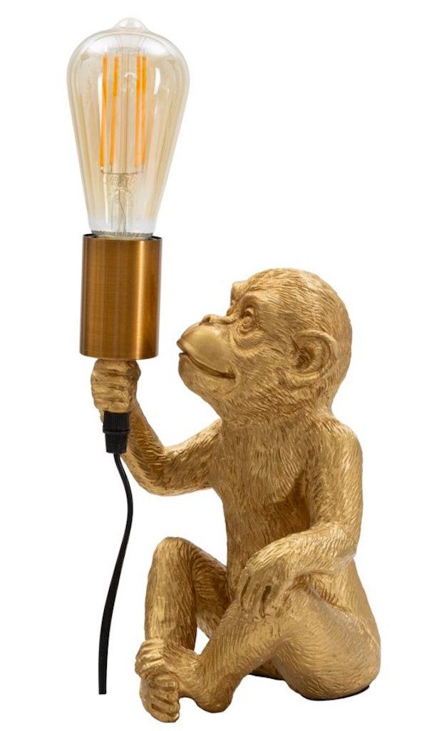 Mauro Ferretti Tischleuchte Tischleuchte Monkey Gold Skulptur Design, ohne Leuchtmittel