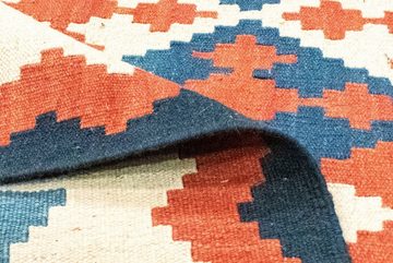 Wollteppich Kelim Fars Teppich handgewebt blau, morgenland, rechteckig, Höhe: 4 mm, Kurzflor