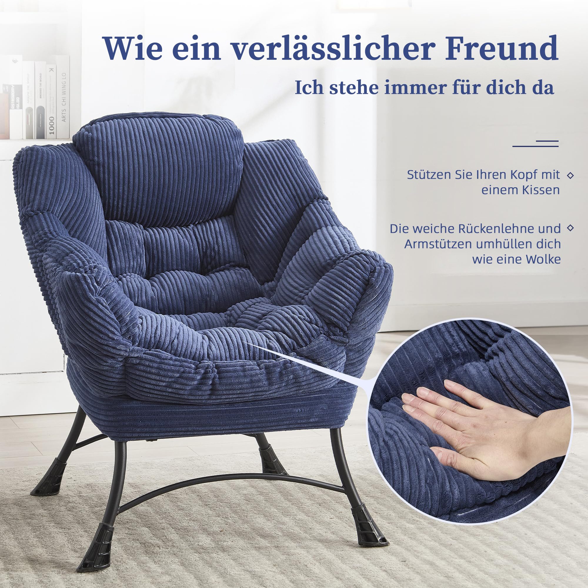 LVHOM Loungesessel Relaxsessel mit Hocker: Verbreitert/Sanftes Design,praktische Ergonomie (Gemütliche, extraweiche Polsterung, rutschfeste Schutzfüße, ergonomi – Bild 5 von 5
