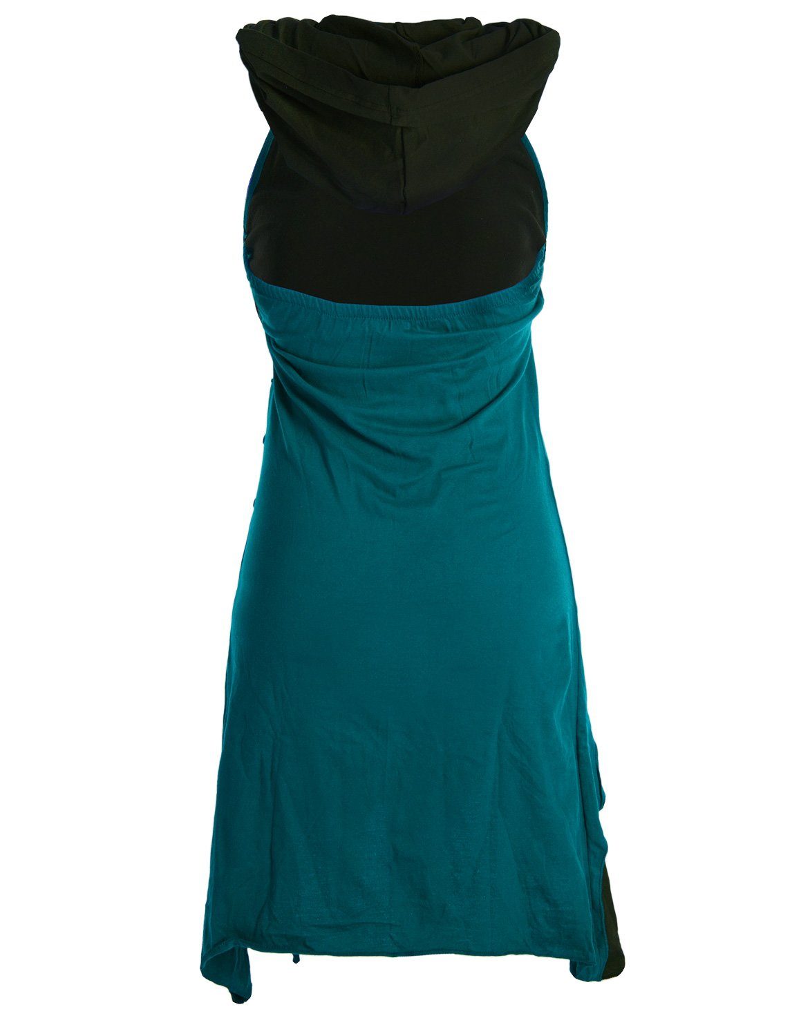 Lagenlook Zipfel-Neckholder türkis aus Kleid Baumwolle Vishes Neckholderkleid Elfen Kapuzen Goa, Hippie,