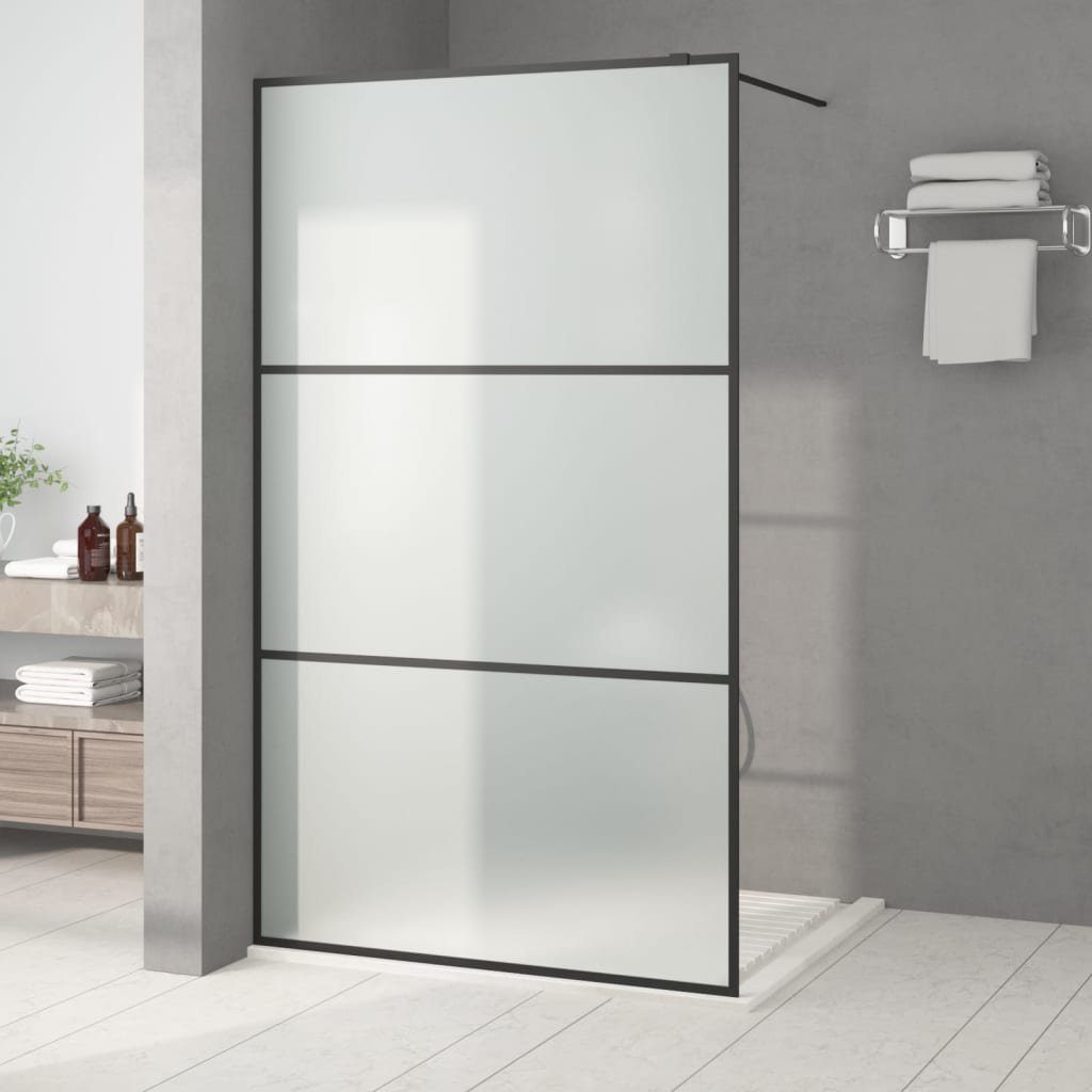 vidaXL Duschwand Walk In Duschwand für Begehbare Dusche Schwarz 115x195 cm Matt ESG-Gla