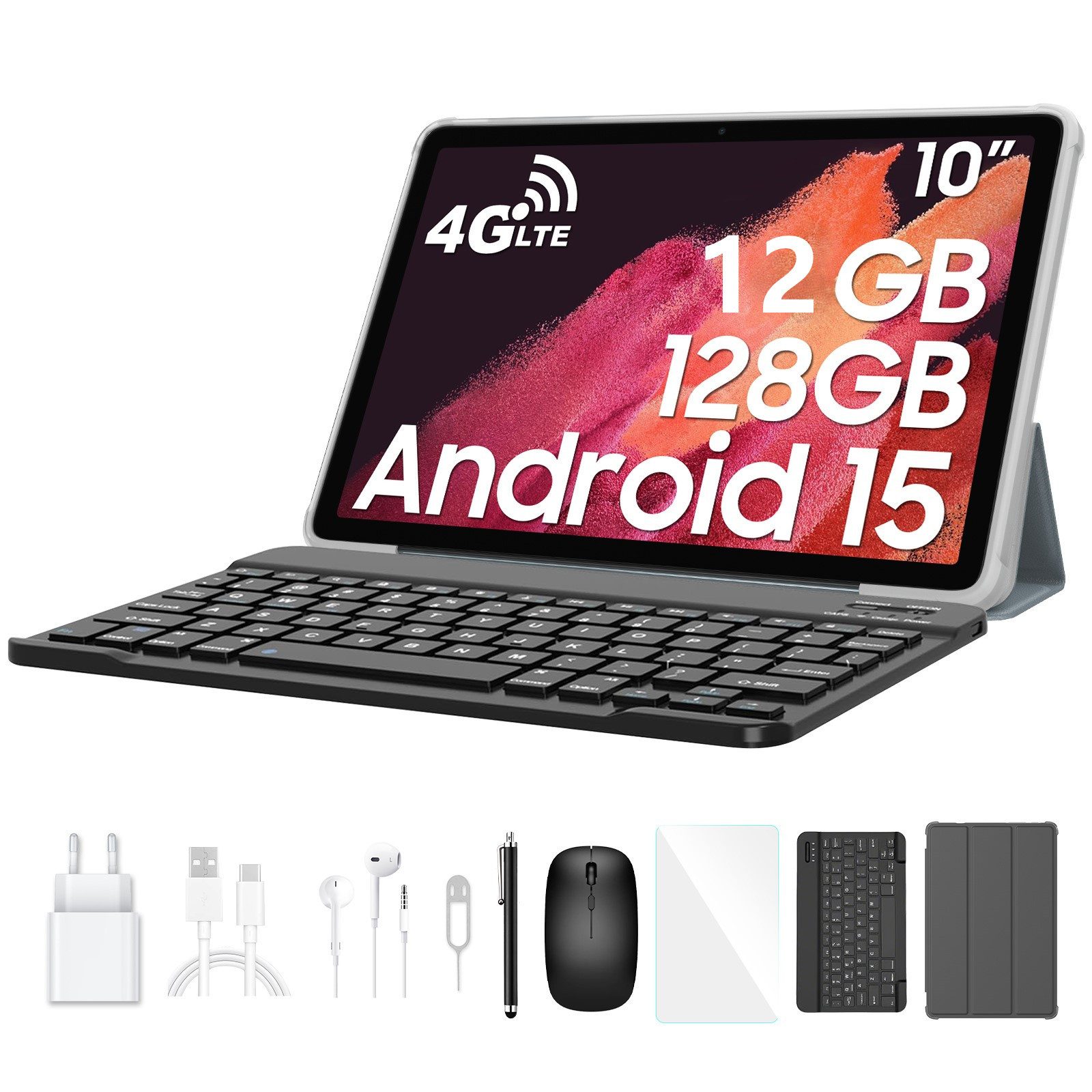 blackview Tab60Pro 4G LTE incl. Stift/Hülle/Maus/Tastatur/Headset Tablet (10.1", 128 GB, 4G LTE, Android 15, 4G LTE, 7700 mAh, incl Schutzhülle, PC-Modus)